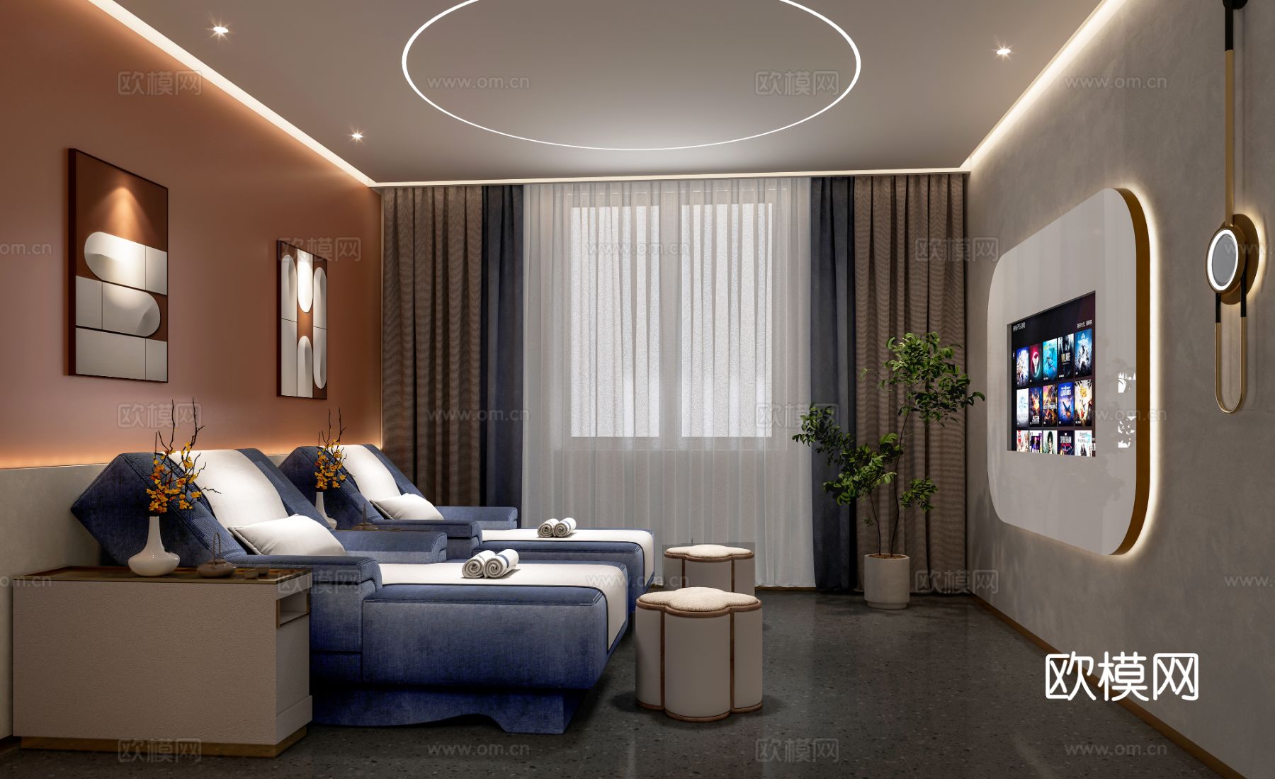 洗浴包间 足浴 休闲娱乐场所su模型下载（渲染图2）