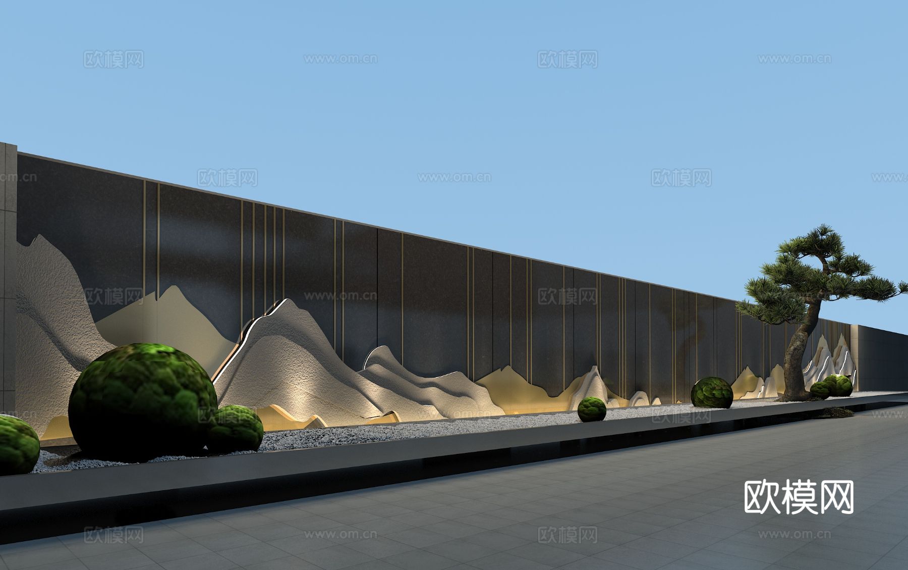 中式景墙 公园景墙 庭院景墙3d模型