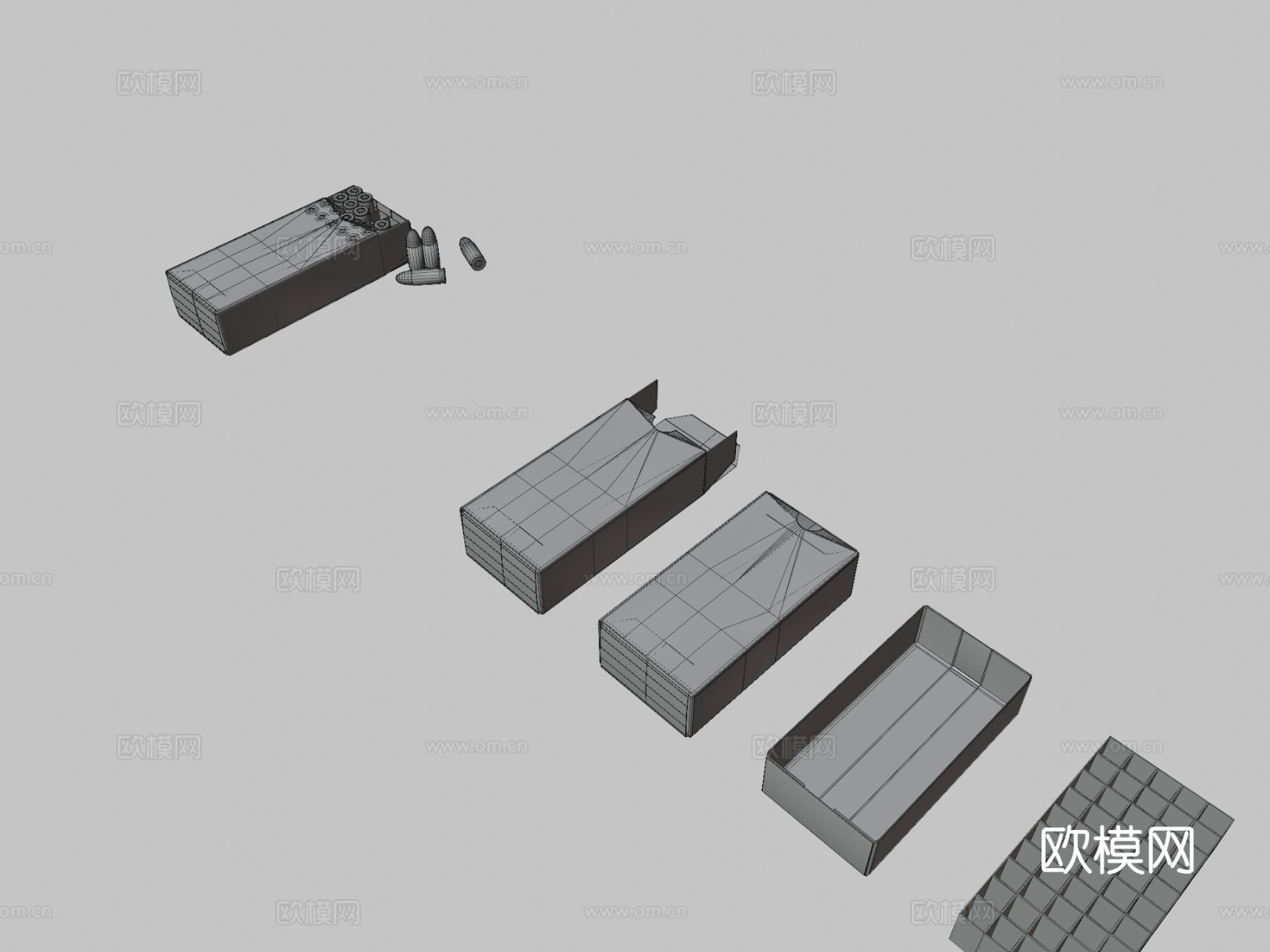 旧损坏弹药盒3d模型