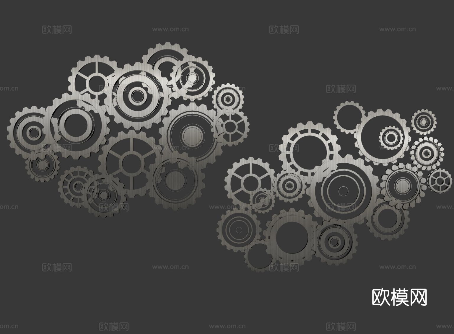 工业风科技齿轮 墙饰su模型