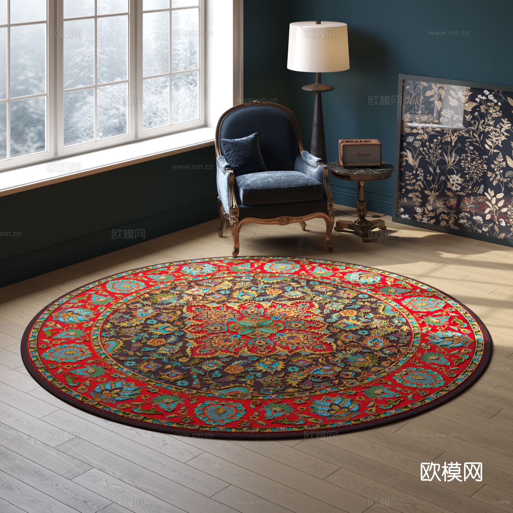 红色圆形花纹地毯 2025版VR材质下载