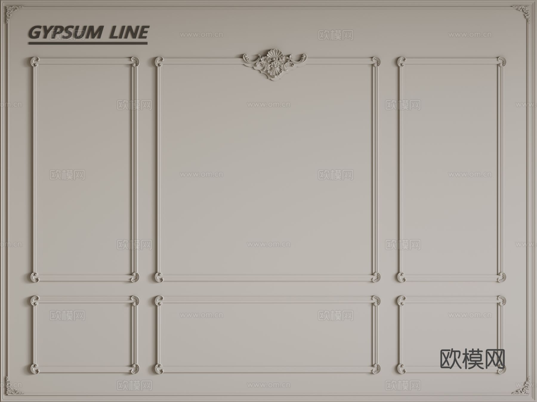 法式线条 石膏线 PU线条 墙裙3d模型