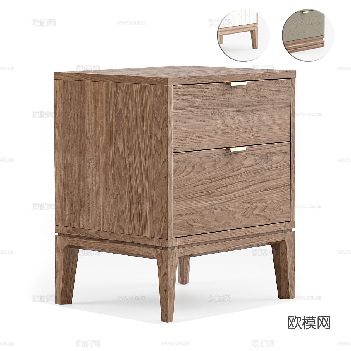 原木床头柜3d模型下载