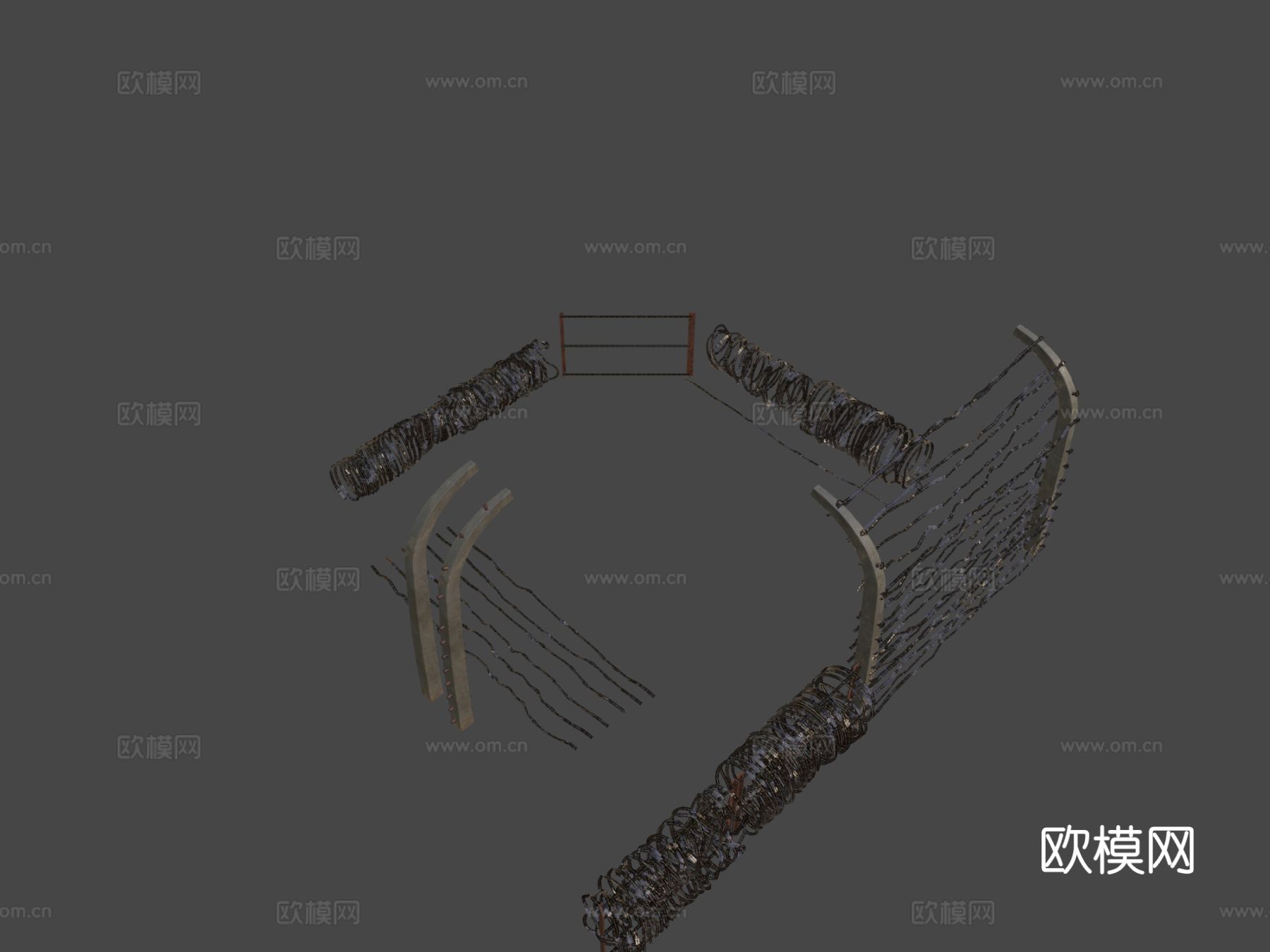 带刺铁丝网 围栏 护栏3d模型