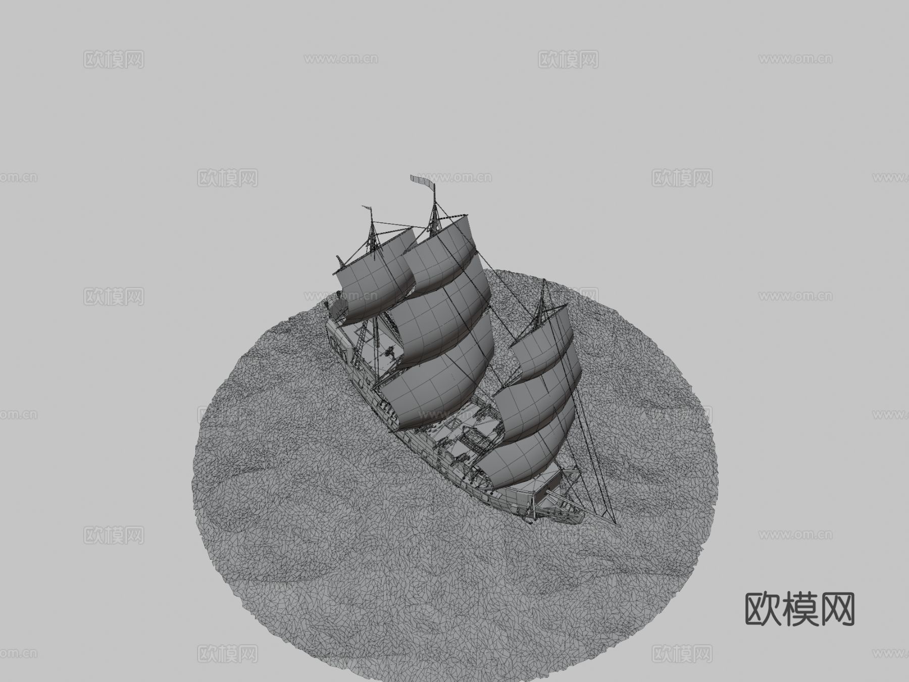 帆船 船只 海盗船 船帆3d模型下载（渲染图3）