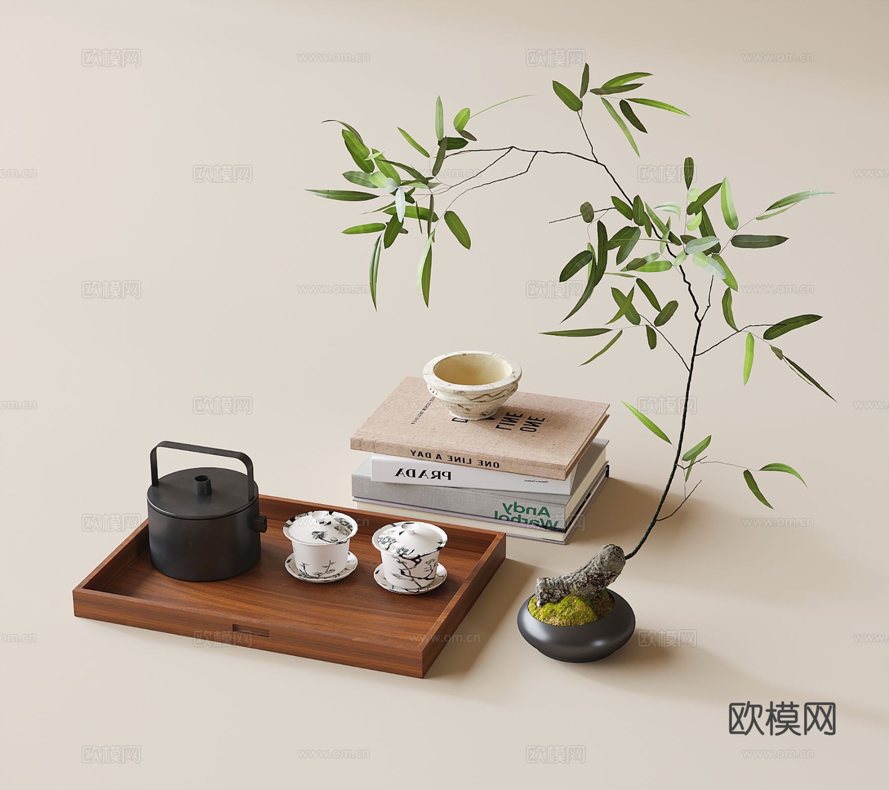 中式饰品摆件 茶具 茶杯su模型