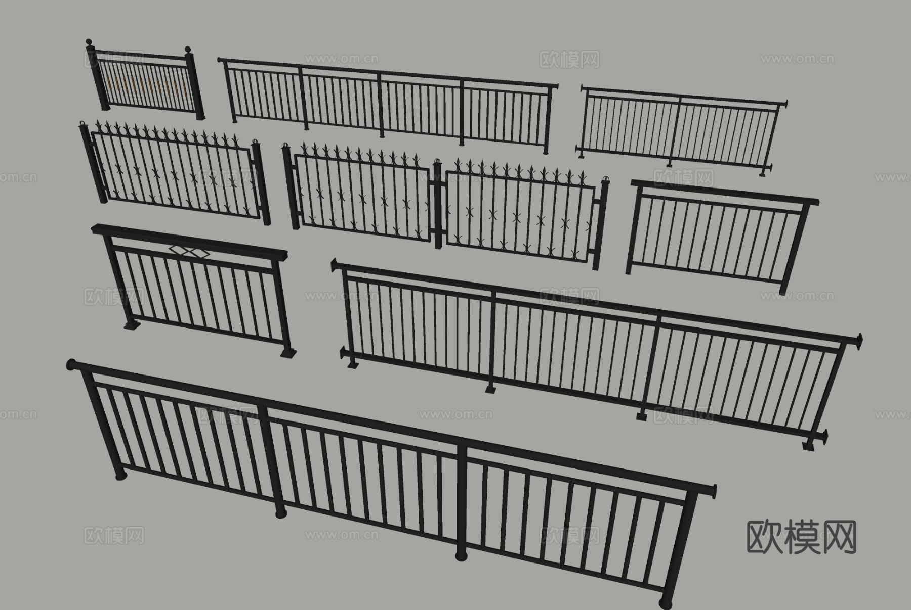 栏杆 护栏 围栏 阳台栏杆su模型