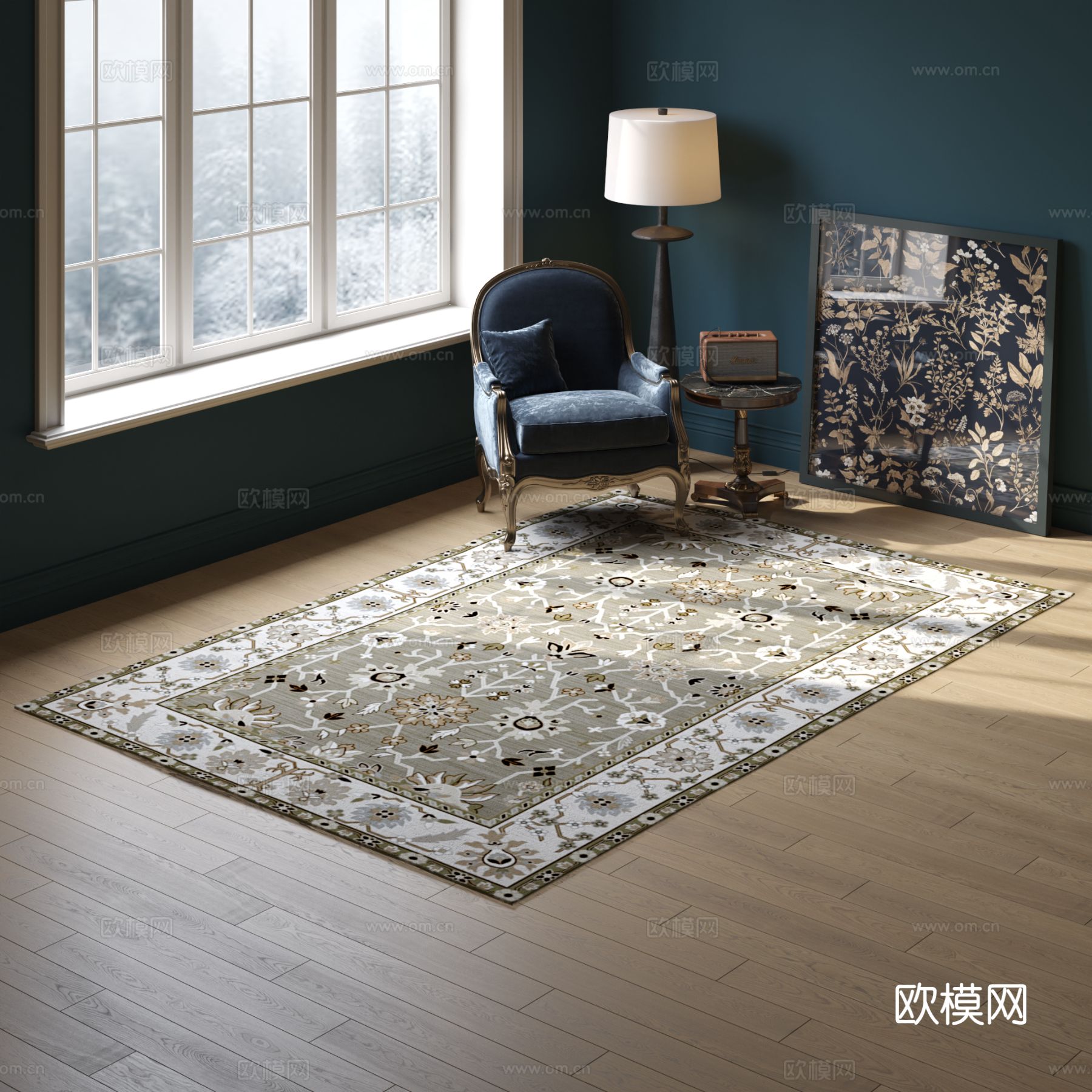 浅色方形花纹地毯 2025版VR材质下载