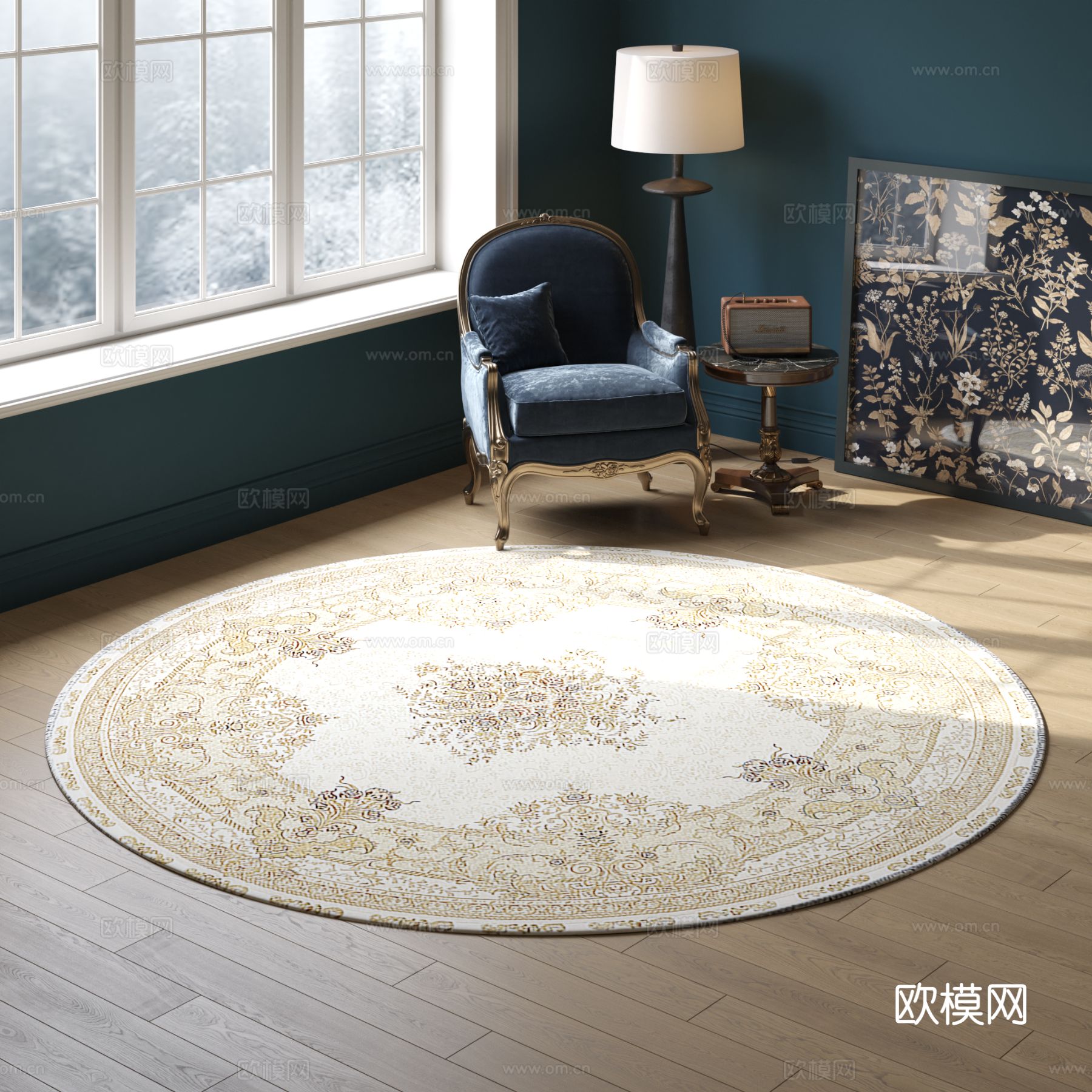 白色圆形花纹地毯 2025版VR材质下载