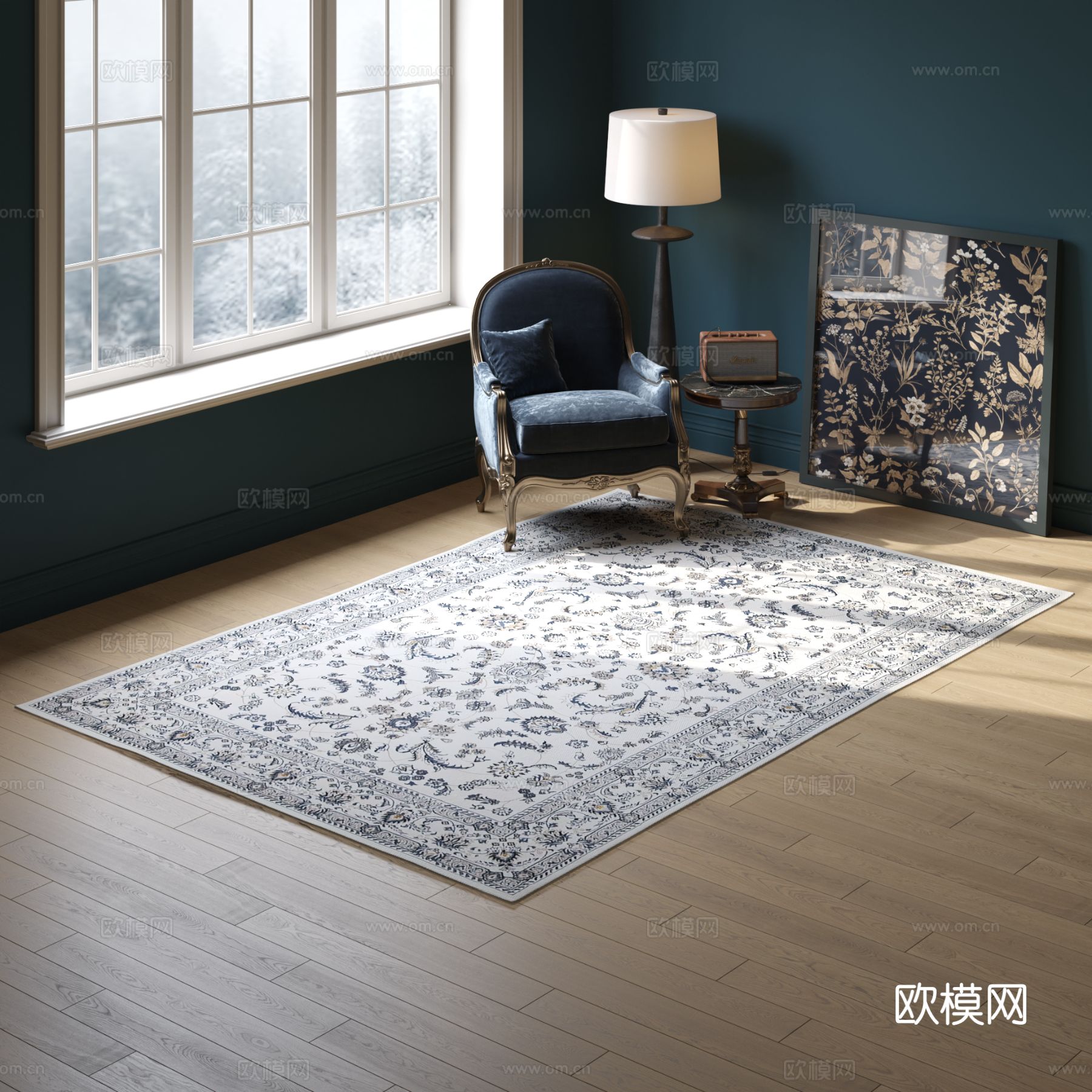 黑白方形花纹地毯 2025版VR材质下载