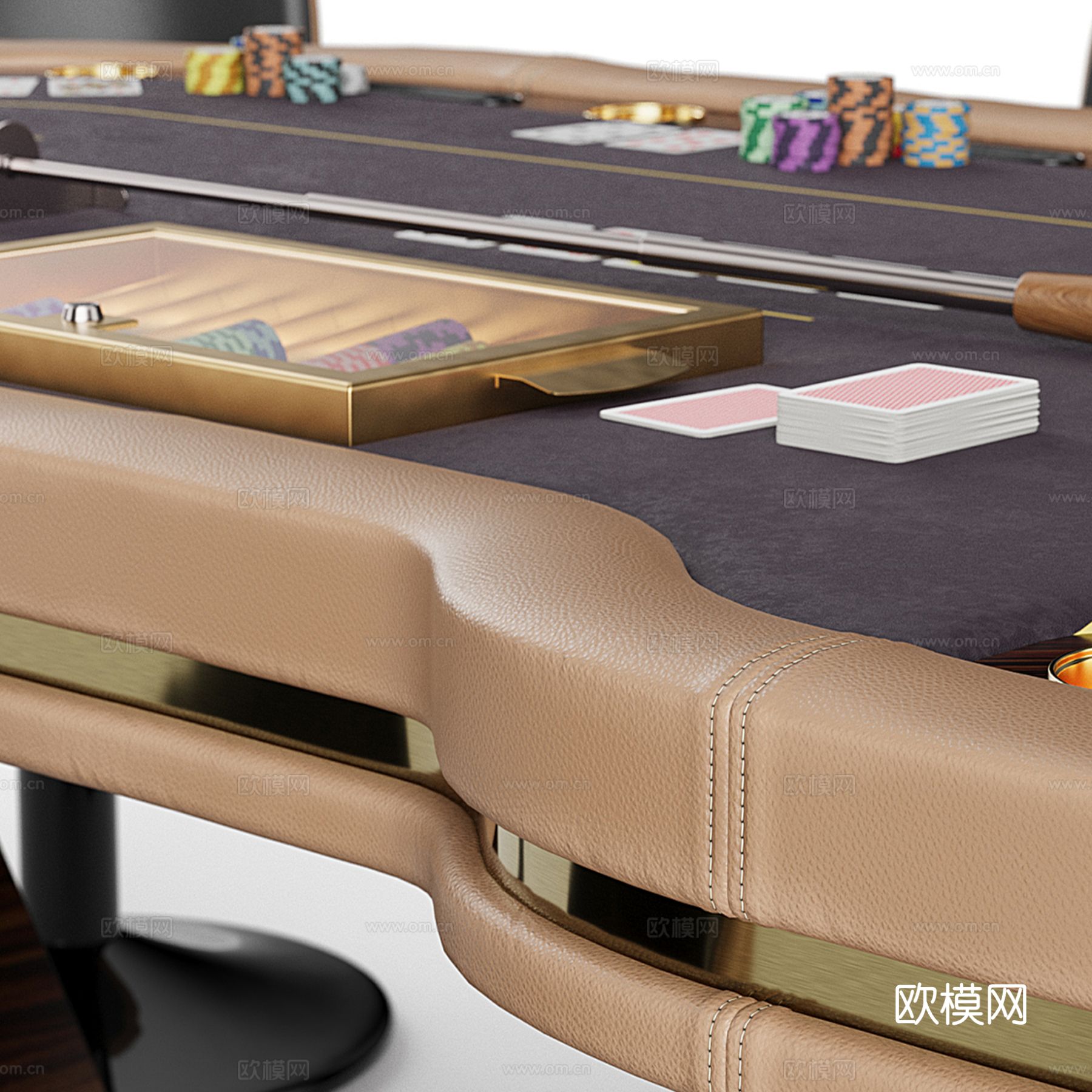 现代德州扑克 棋牌桌椅su模型