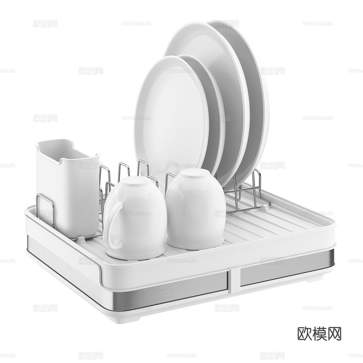 现代厨房用品 餐具 陶瓷餐具 白色餐具3d模型