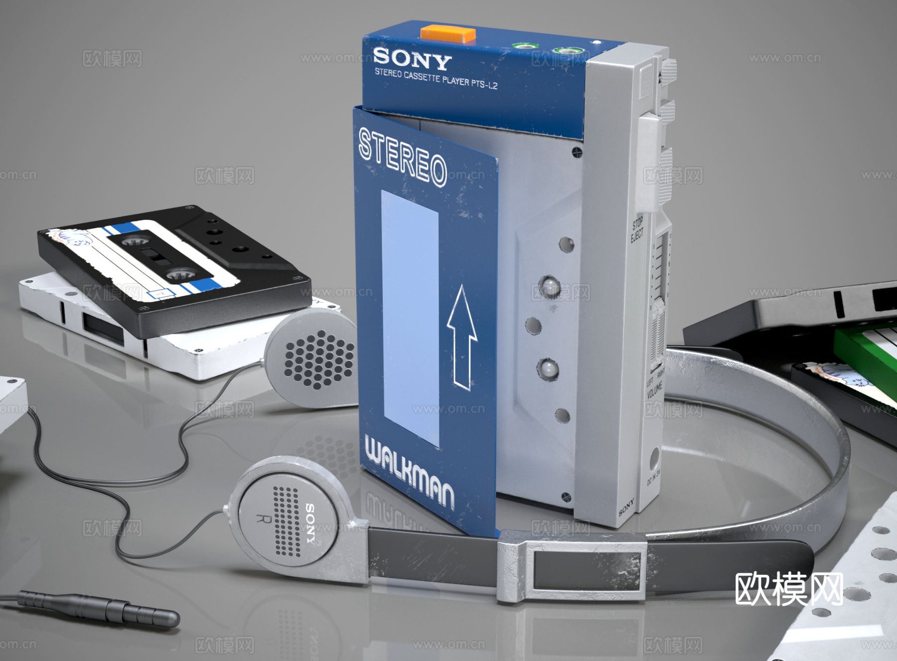 sonywalkman 随身听 磁带 耳机 复读机3d模型