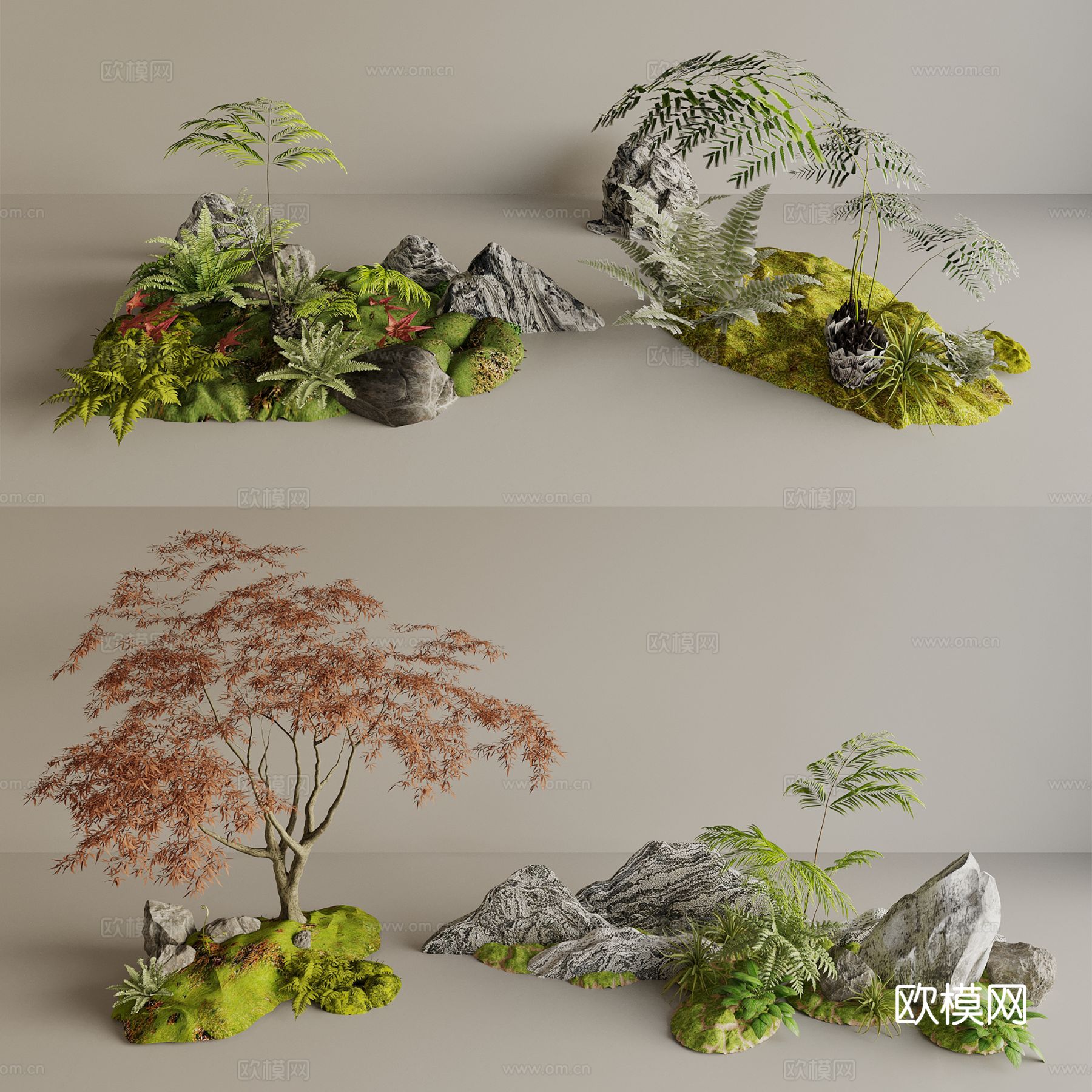 景观小品 园林小品 植物堆 红枫3d模型