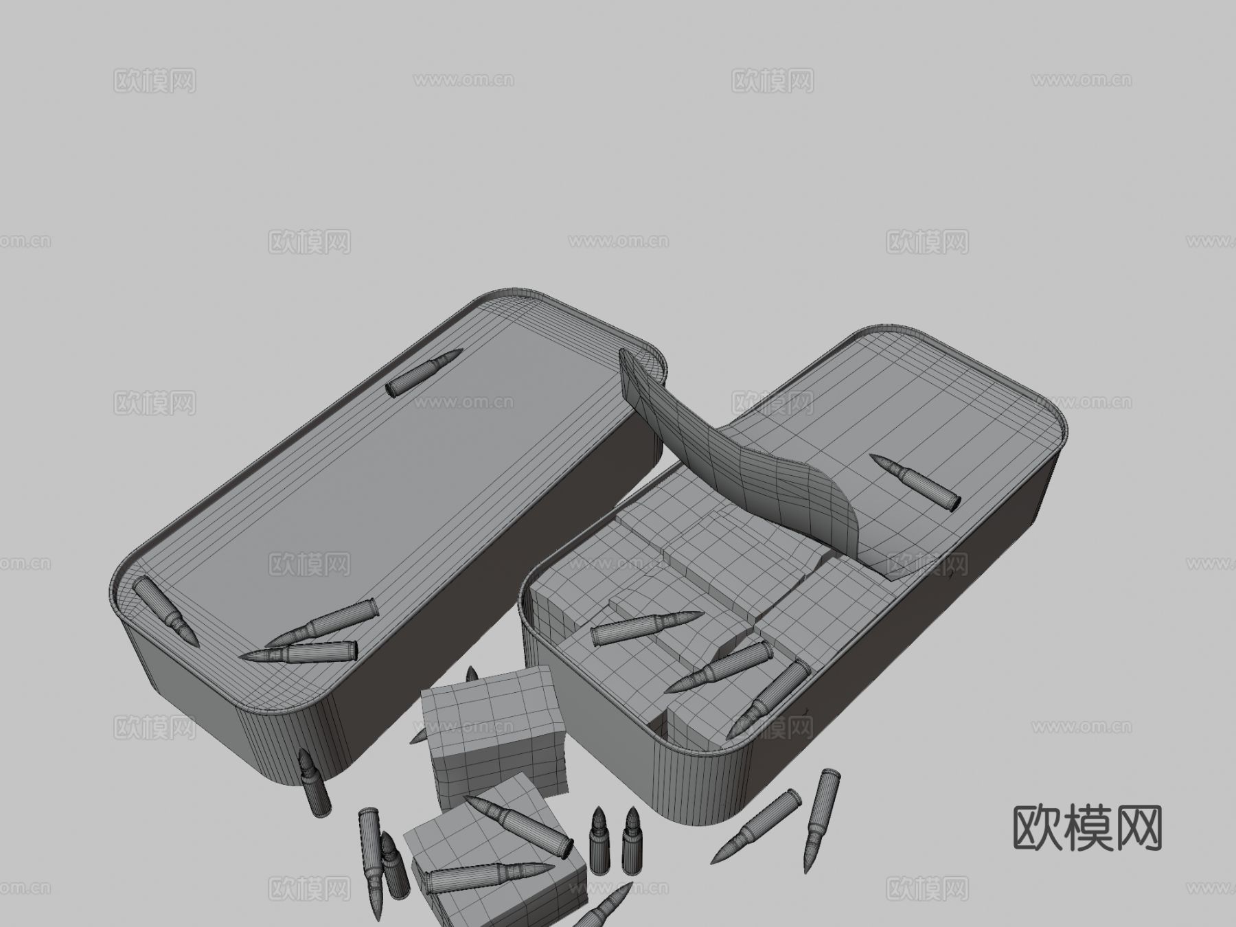 7.62x54 步枪弹药罐3d模型