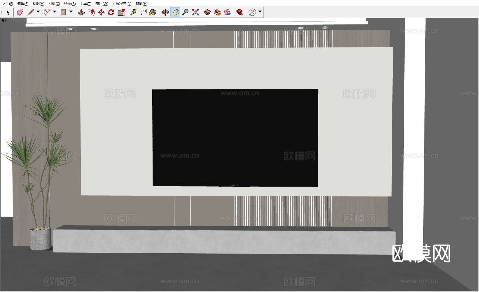 现代电视背景墙su模型