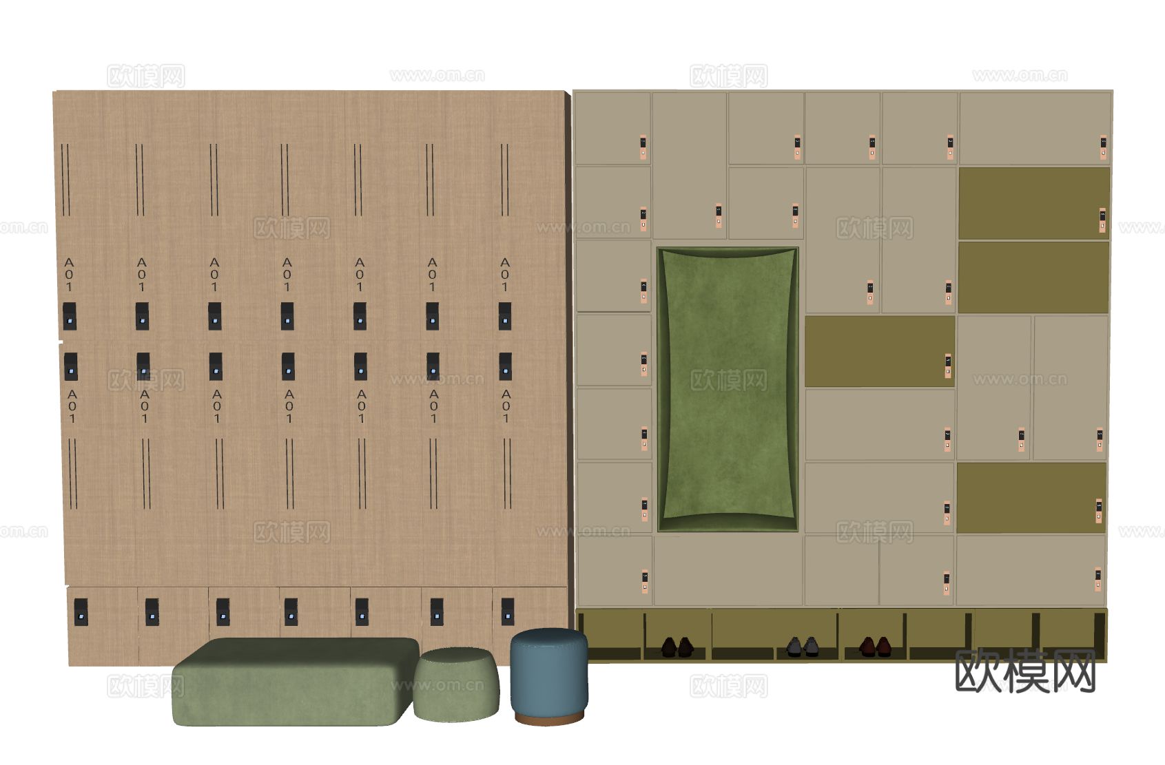 公共空间储物柜 更衣柜 存放柜共su模型