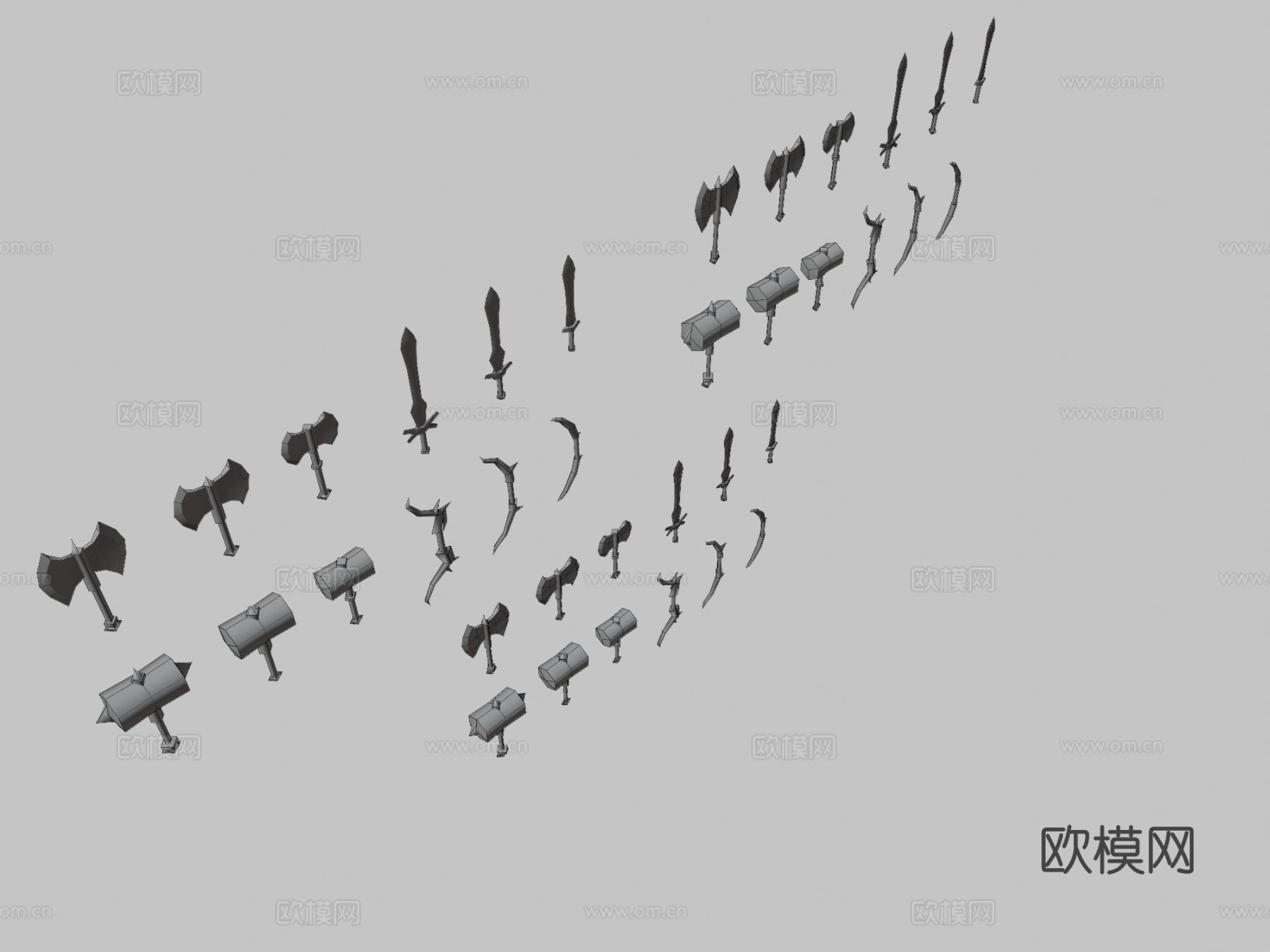 幻想武器套装 游戏道具3d模型