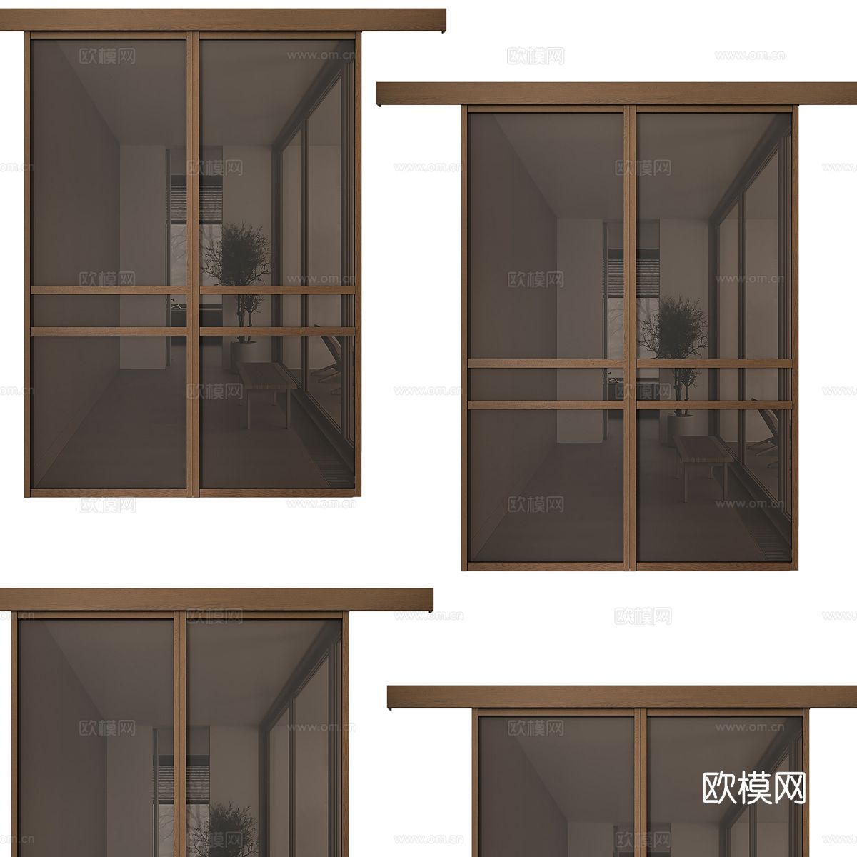 现代推拉门 玻璃门3d模型