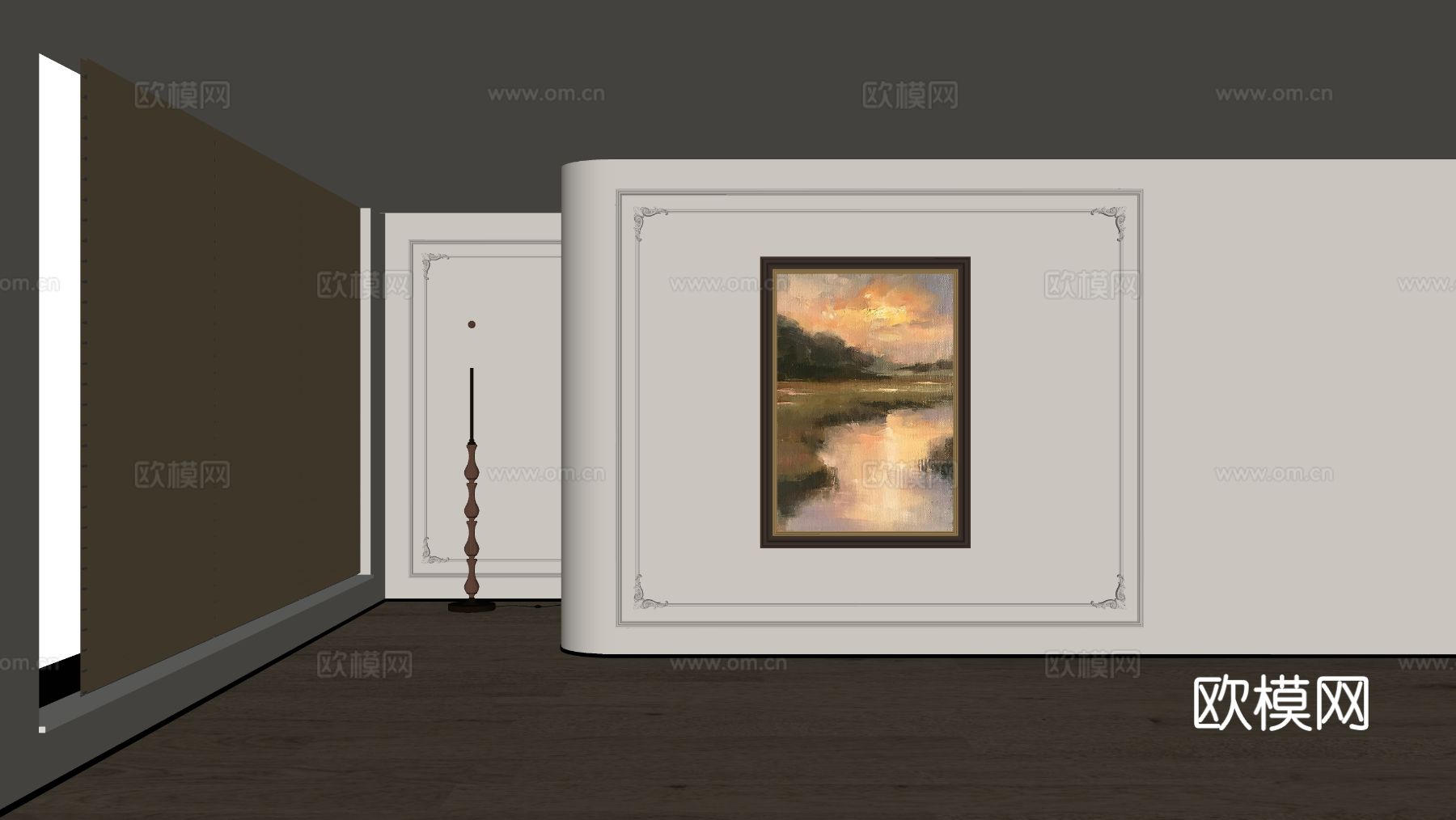 美式装饰画su模型下载（渲染图1）