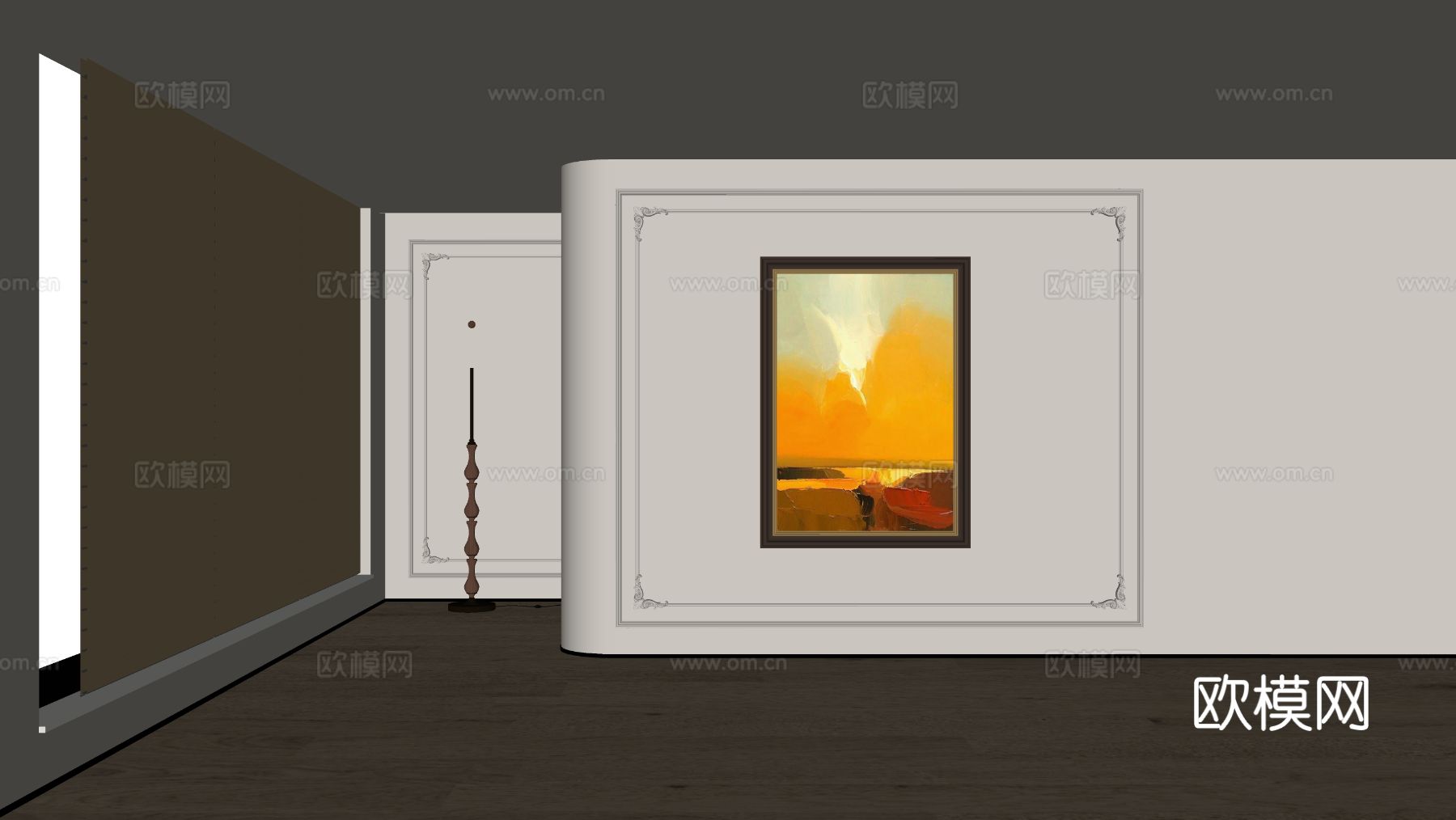 美式装饰画su模型下载（渲染图1）