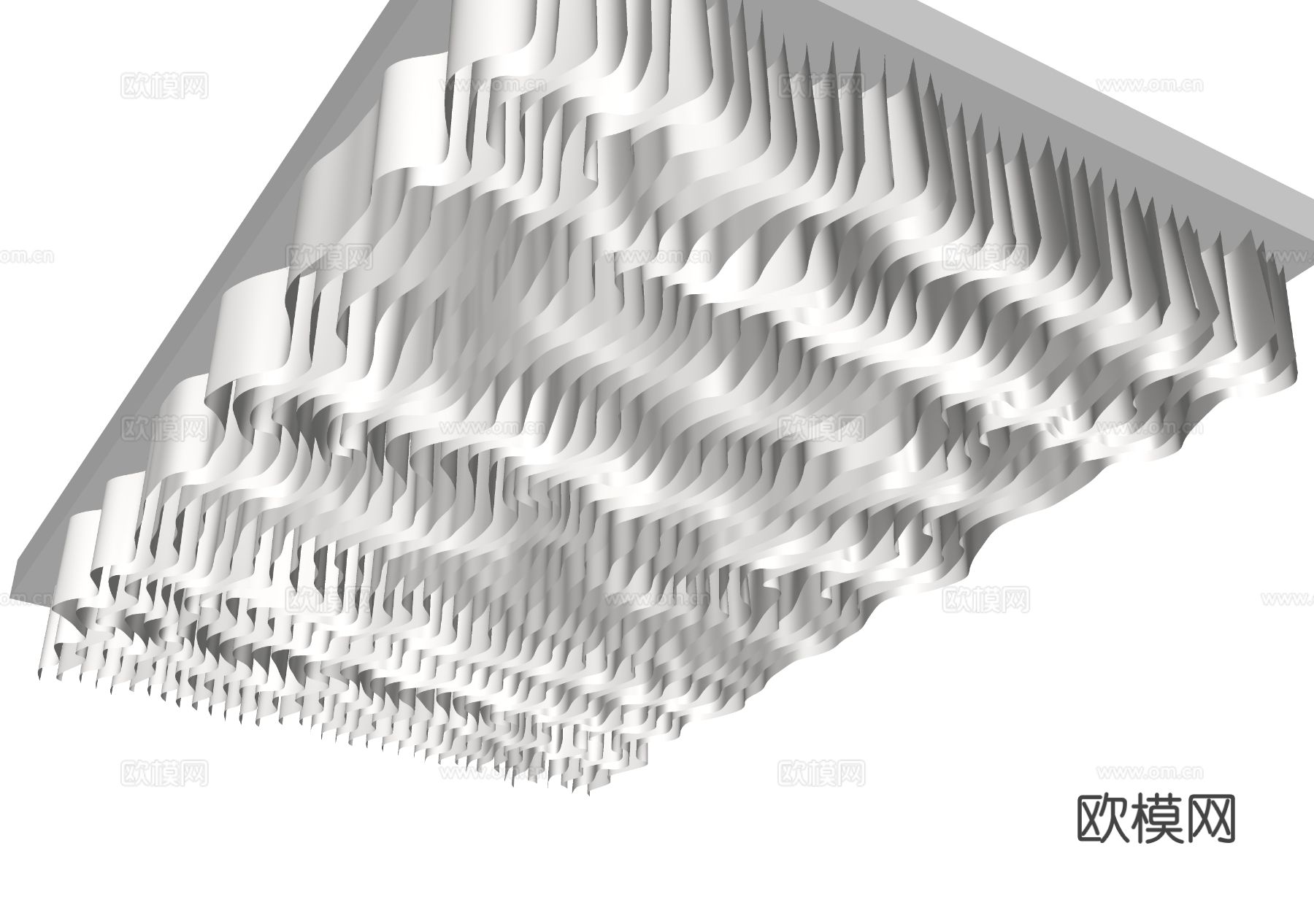 现代异形吊顶 格栅吊顶 波浪吊顶su模型
