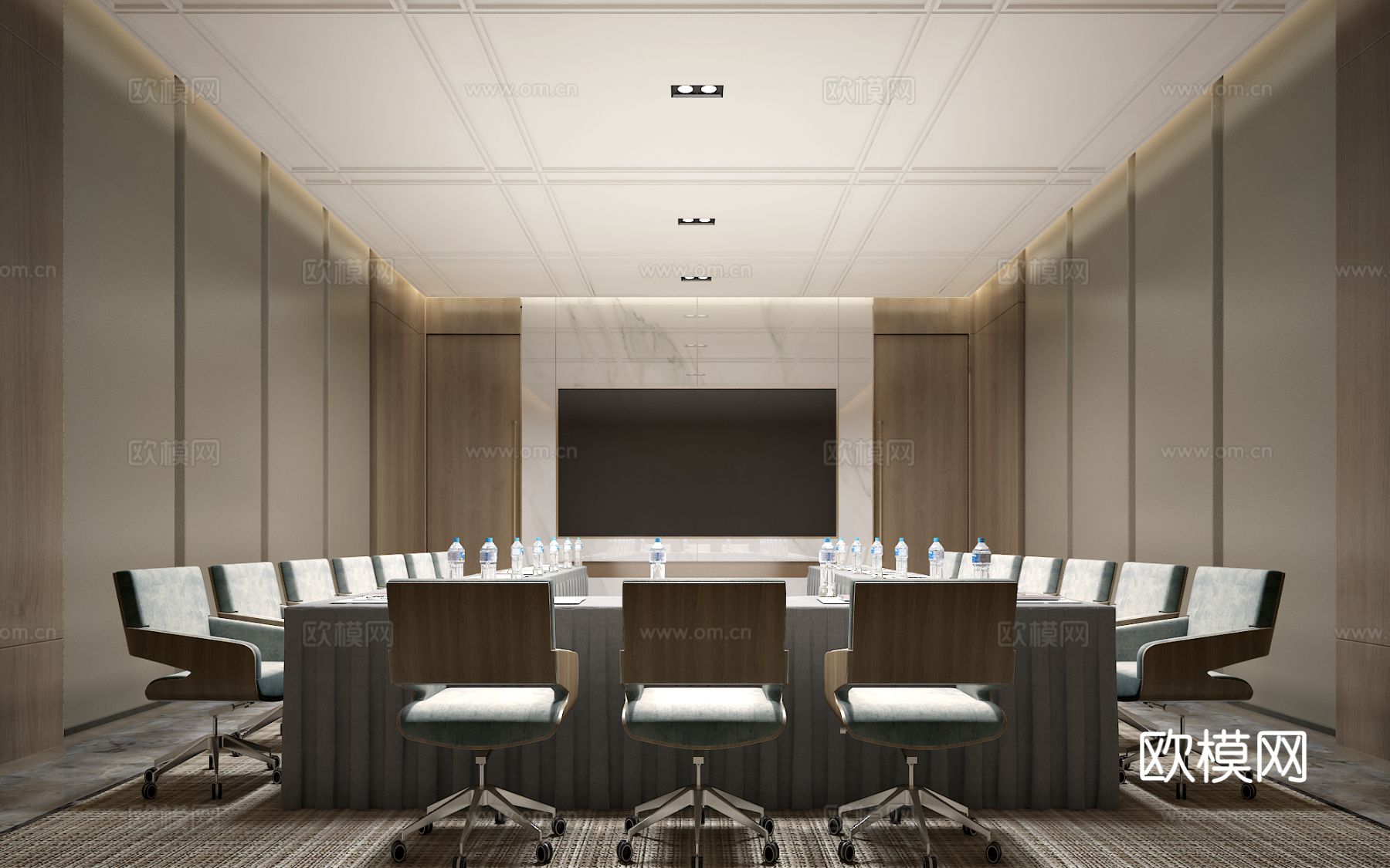 现代会议室3d模型下载