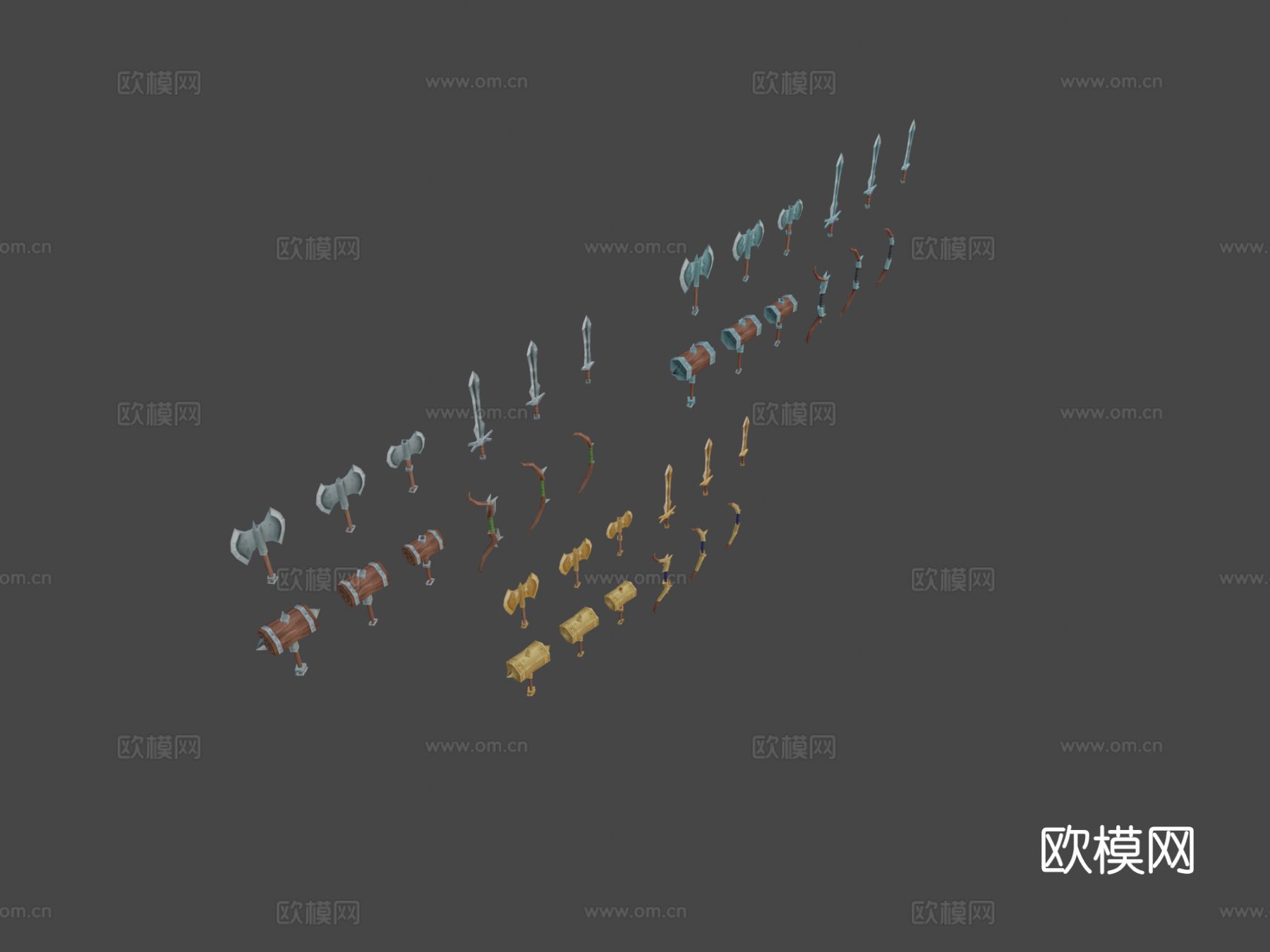 幻想武器套装 游戏道具3d模型