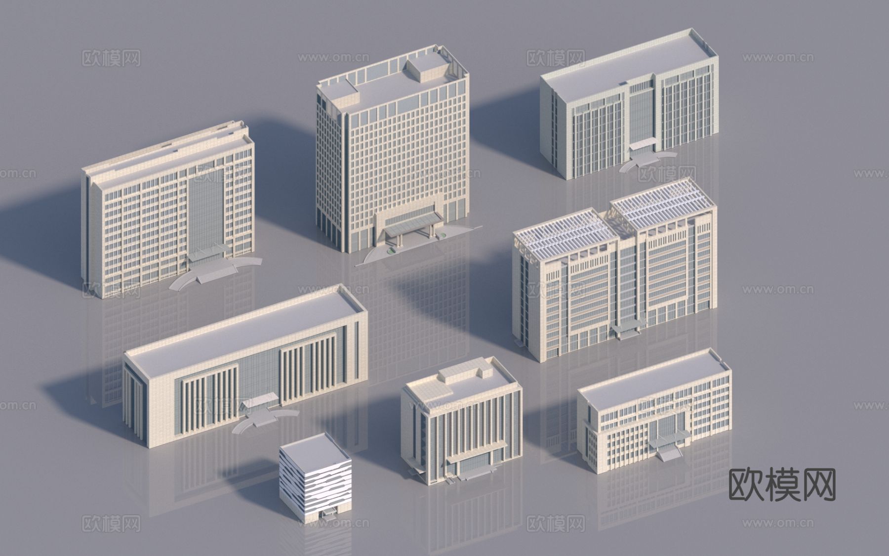 现代多层办公楼 平顶办公楼3d模型