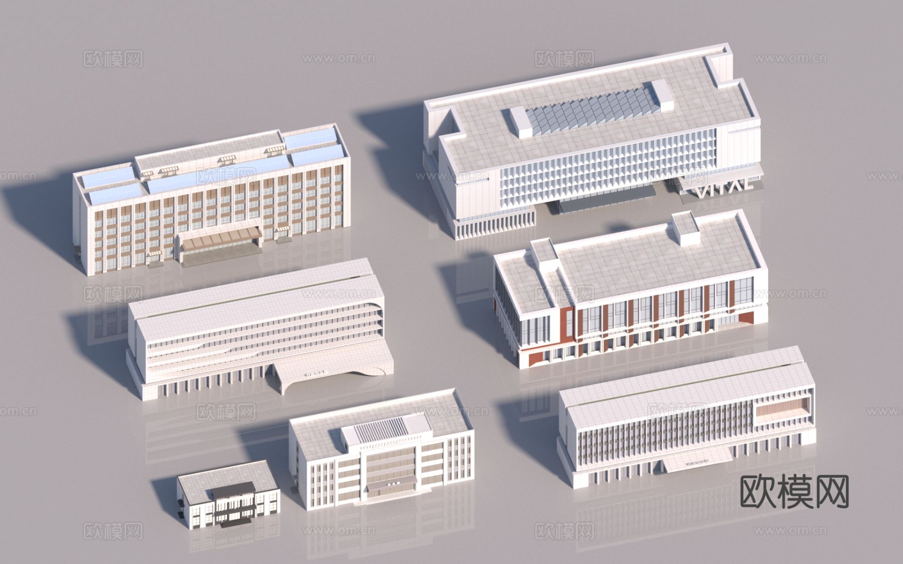 现代多层办公楼 平顶办公楼3d模型