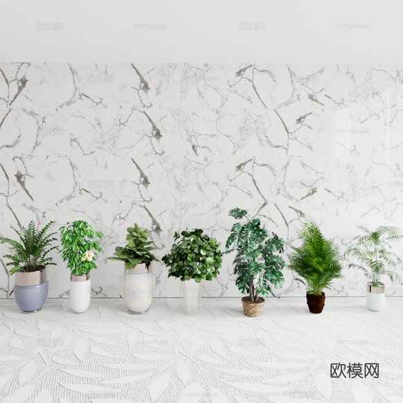 金属镶边花盆 绿植盆栽3d模型下载