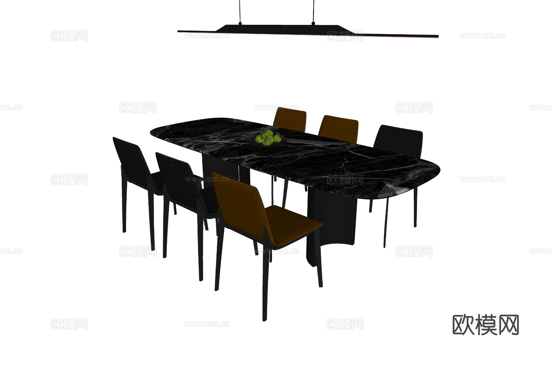 意式餐桌椅su模型下载（渲染图1）
