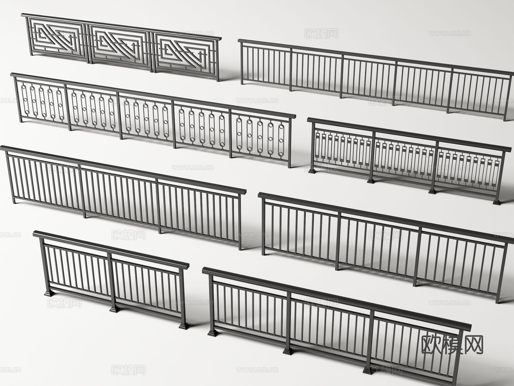 现代栏杆 护栏 围栏 阳台栏杆3d模型