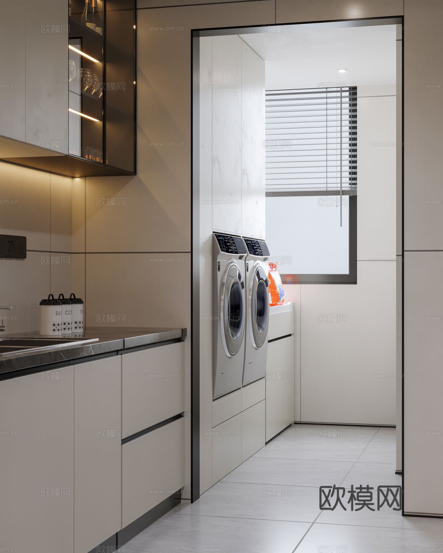 洗衣机柜 洗衣房3d模型下载