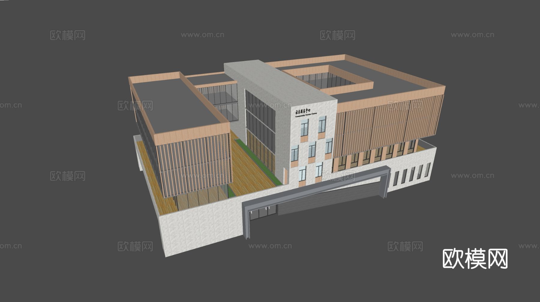 现代多层办公楼 办公楼外观su模型
