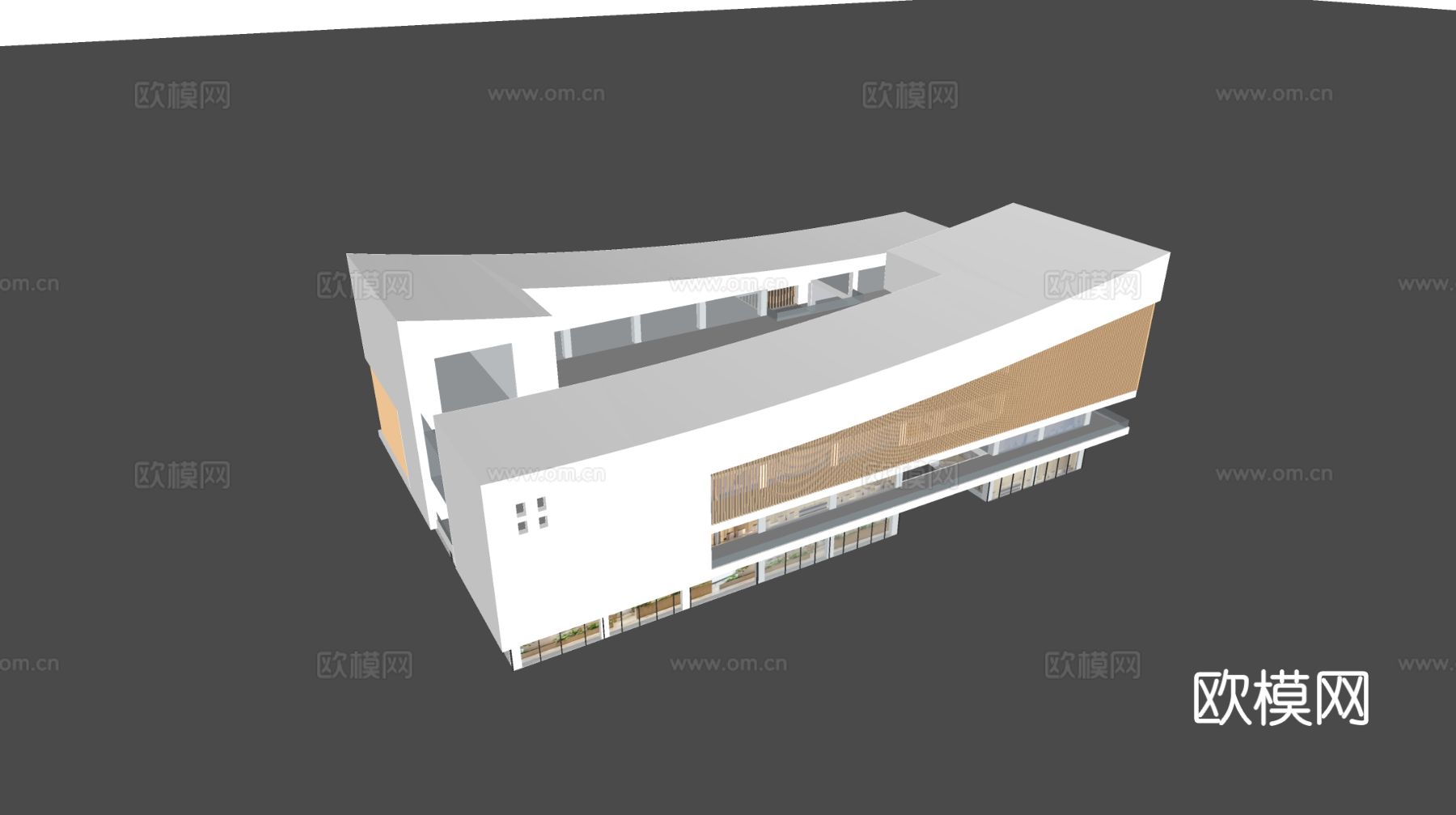 现代多层办公楼 办公楼外观su模型