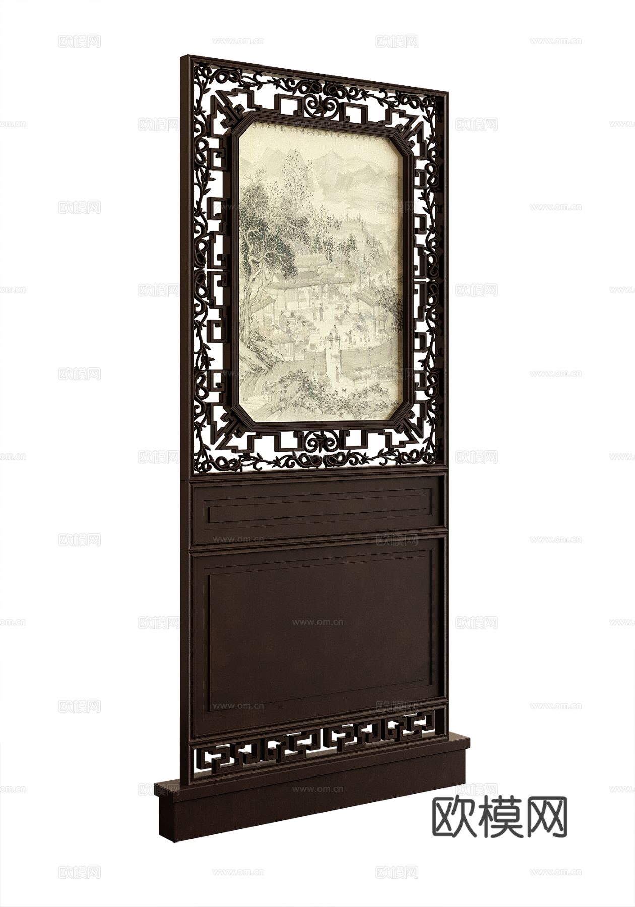 新中式屏风3d模型下载