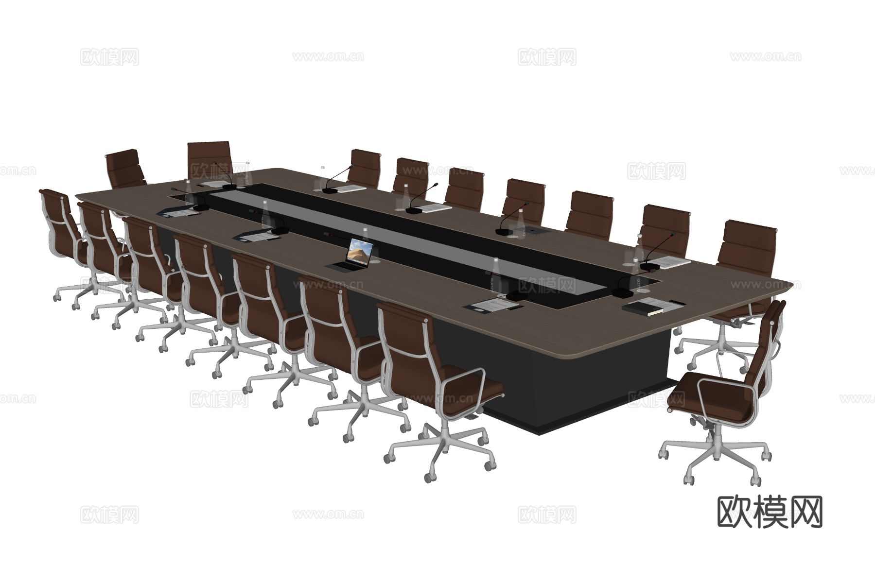 现代会议桌椅 办公椅 会议桌su模型下载（渲染图1）