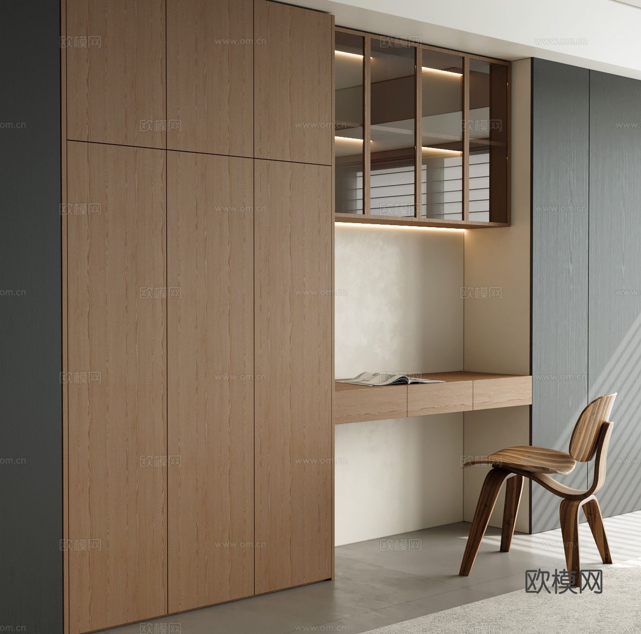 现代书柜3d模型下载