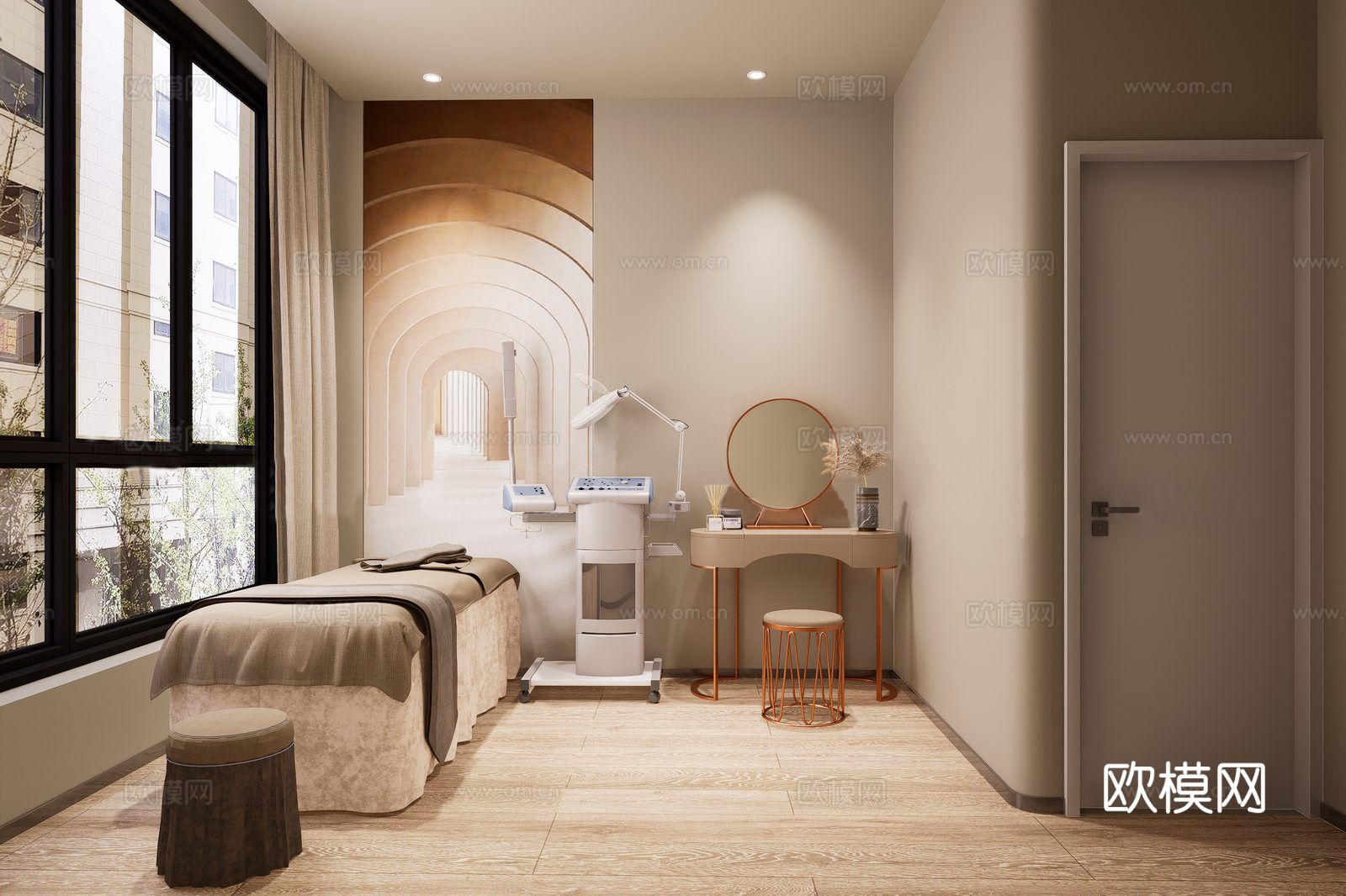 新中式spa包间 按摩房 足浴 美容su模型下载（渲染图3）