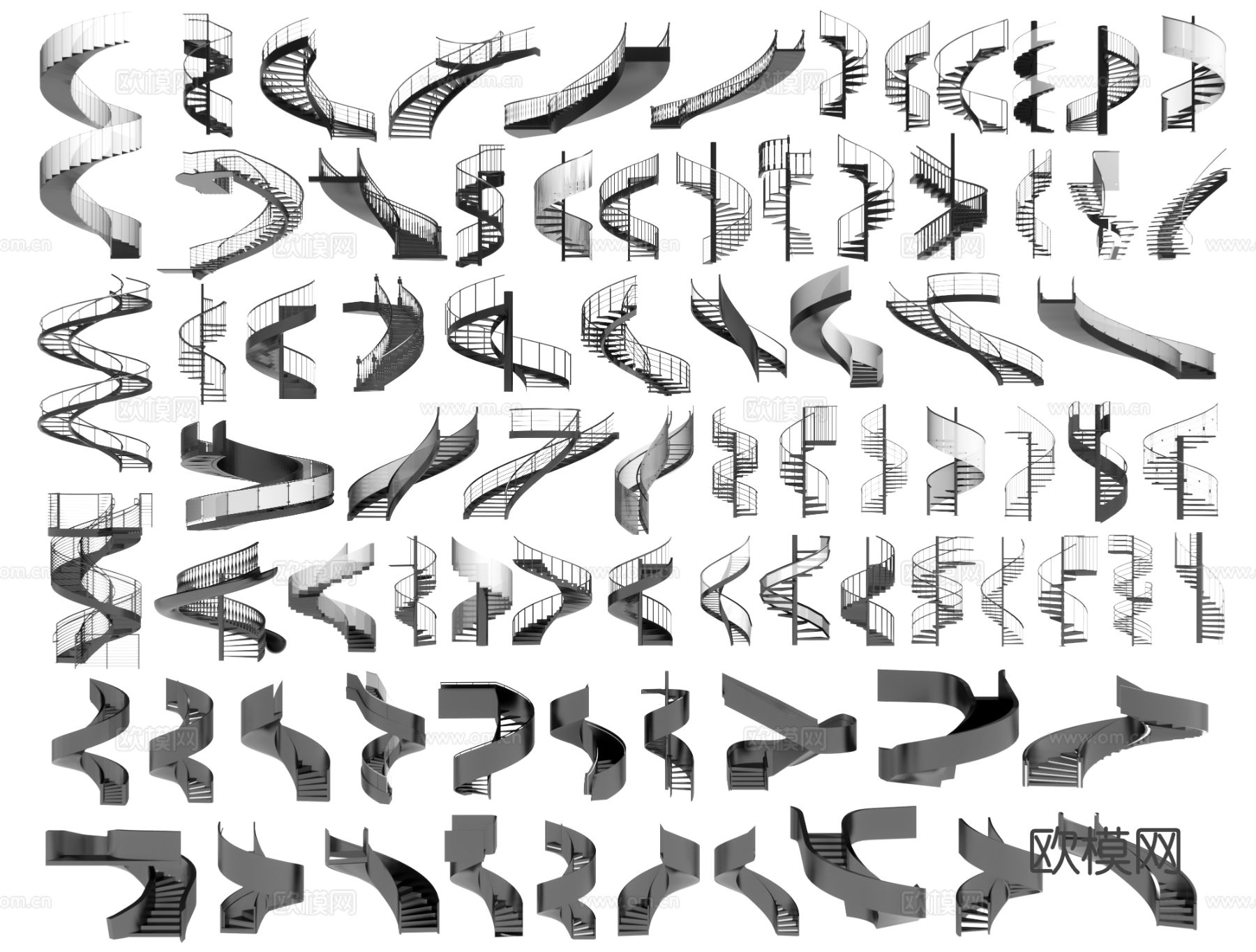 旋转楼梯 弧形楼梯 螺旋楼梯 复式楼梯 扶手楼梯 铁艺楼梯3d模型