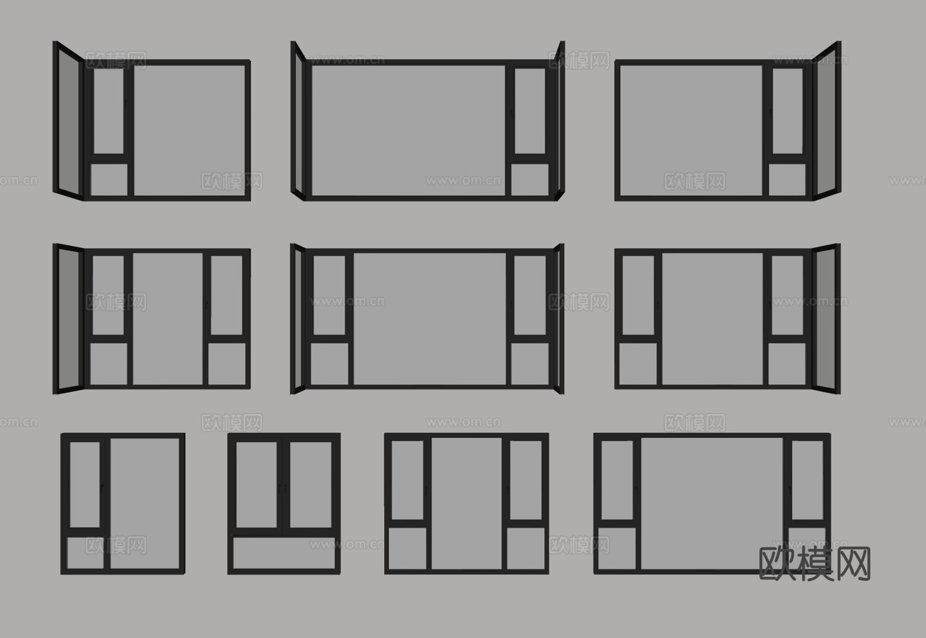 现代窗户 推拉窗 阳台窗户su模型