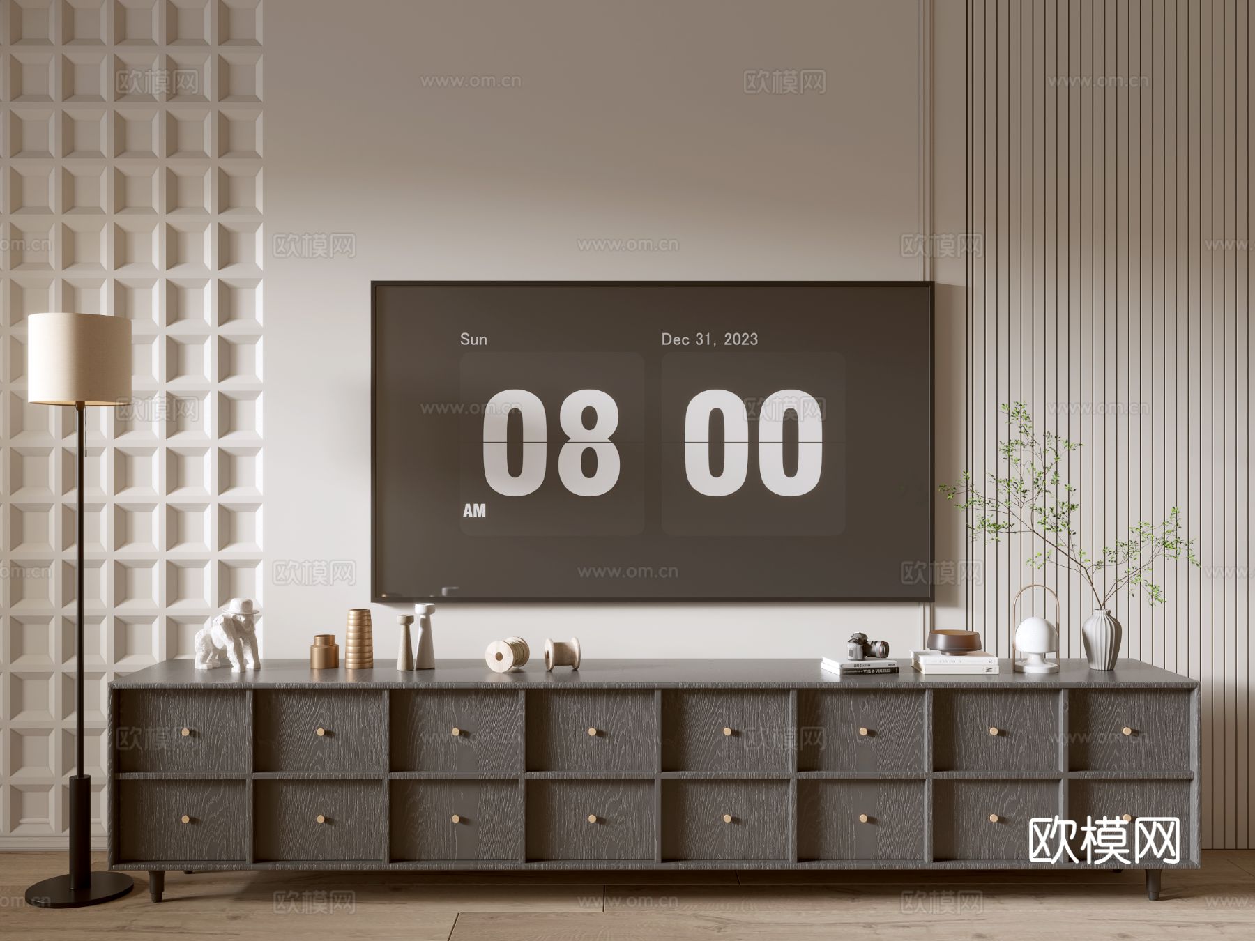 现代电视柜3d模型下载