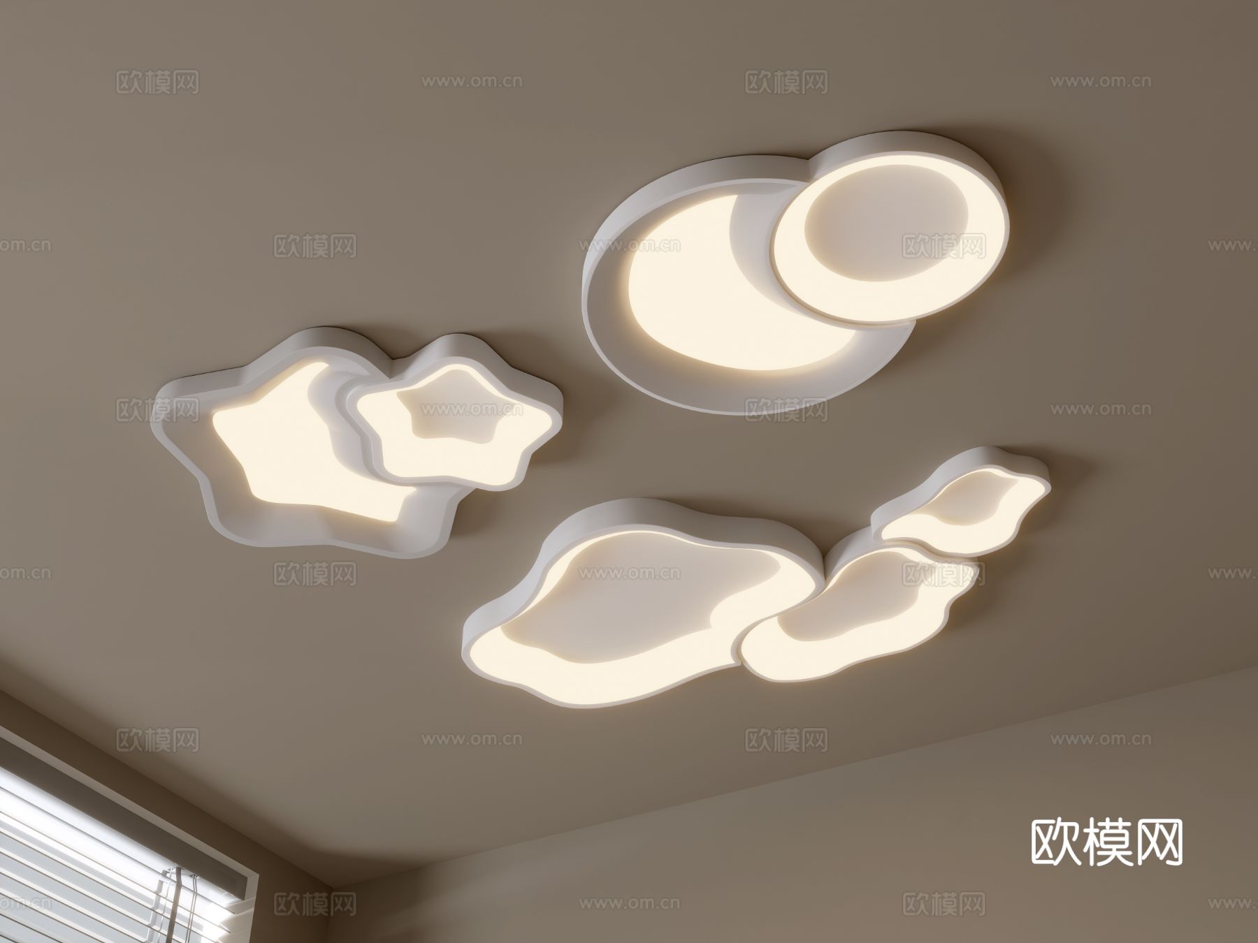 现代吸顶灯su模型下载（渲染图2）