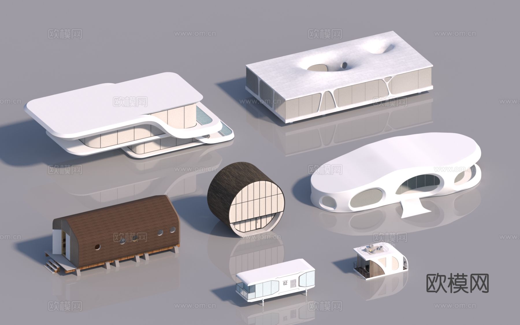 现代太空舱民宿建筑3d模型