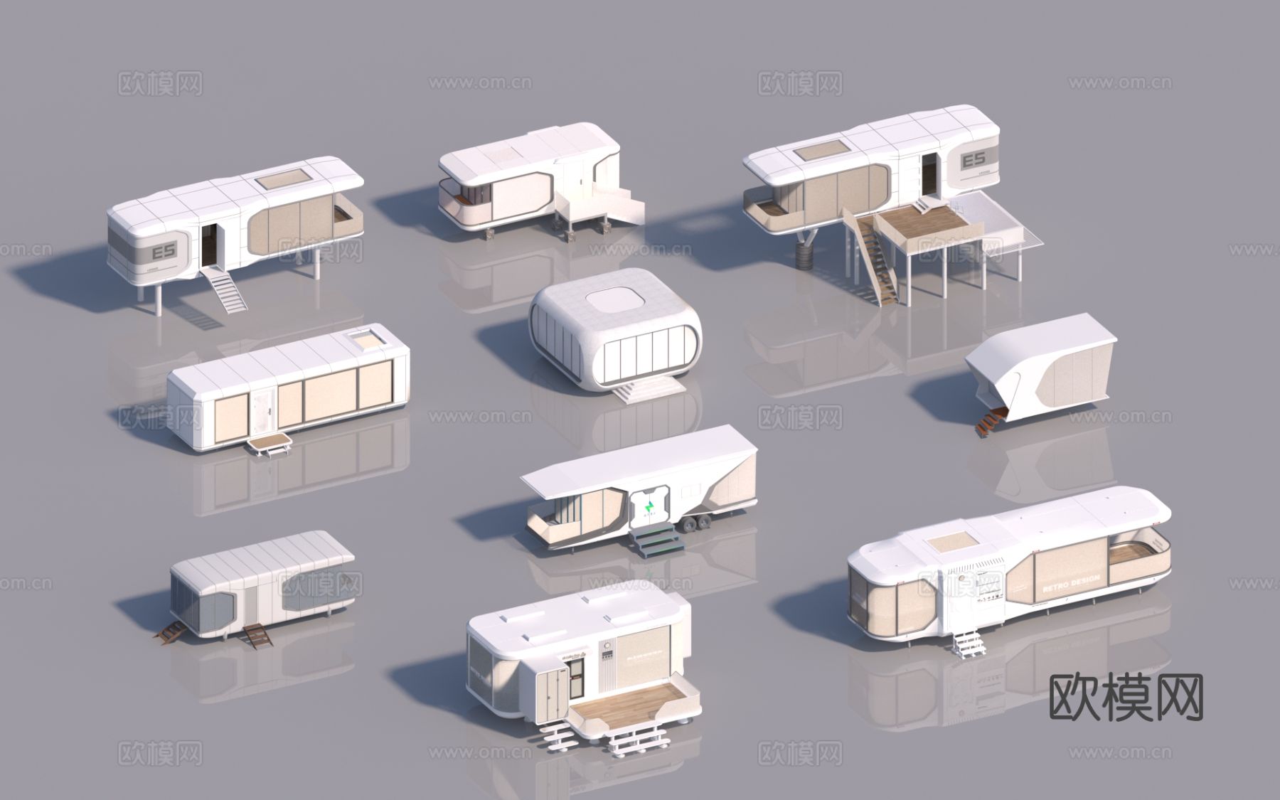 现代太空舱民宿建筑3d模型