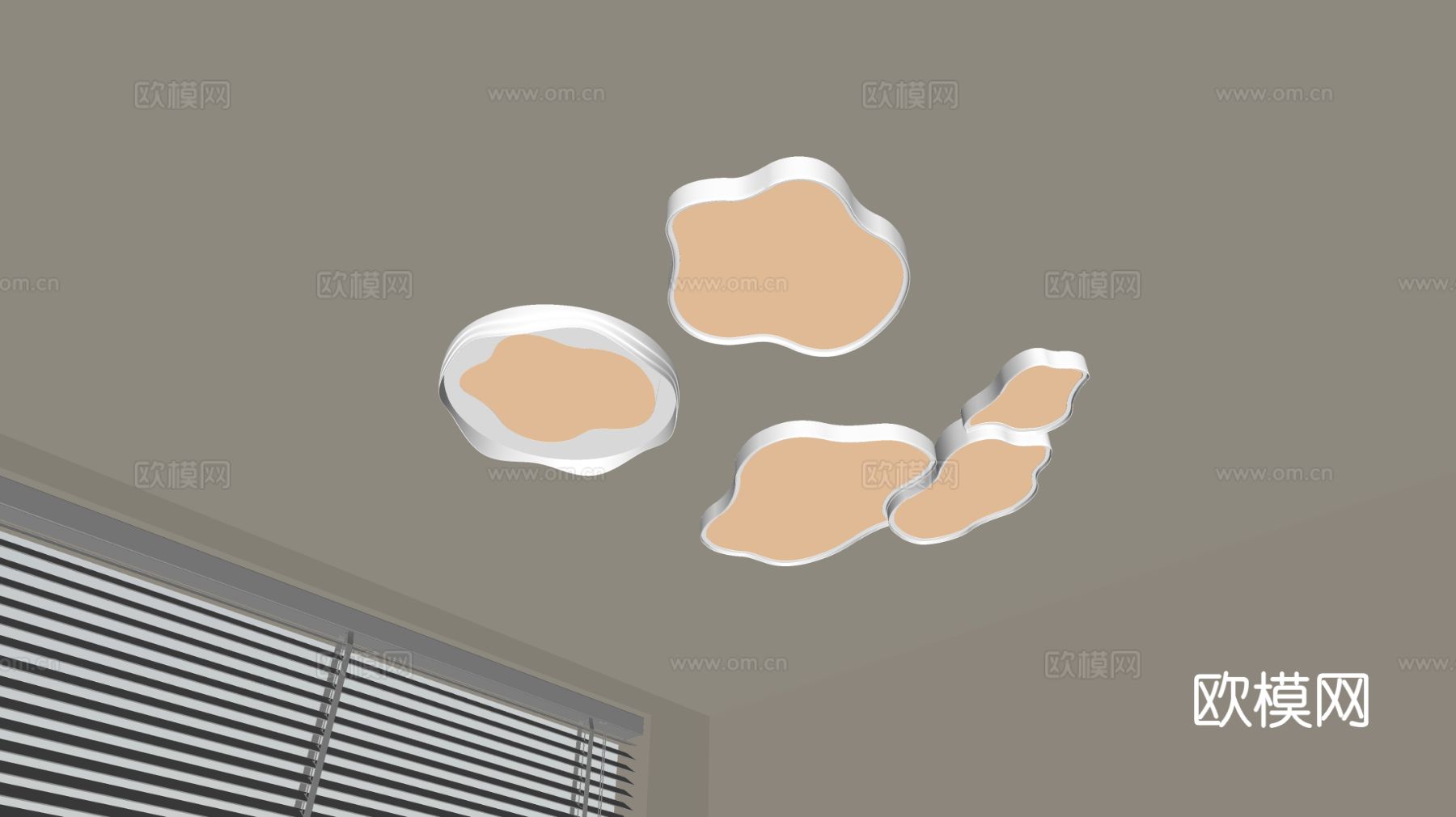 现代吸顶灯 几何形吸顶灯su模型下载（渲染图1）