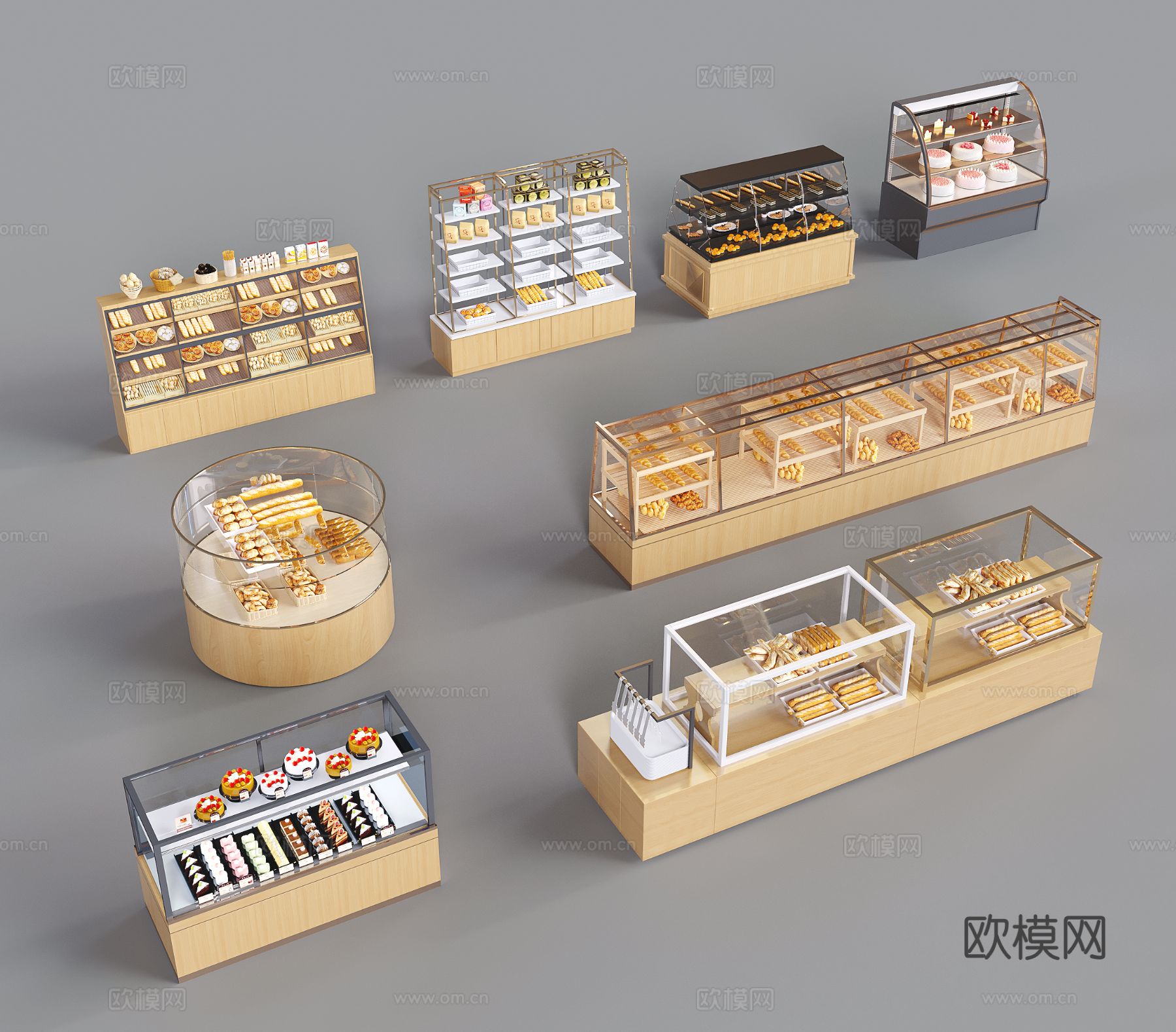 蛋糕展示柜 面包展柜 甜点货架 面包柜3d模型