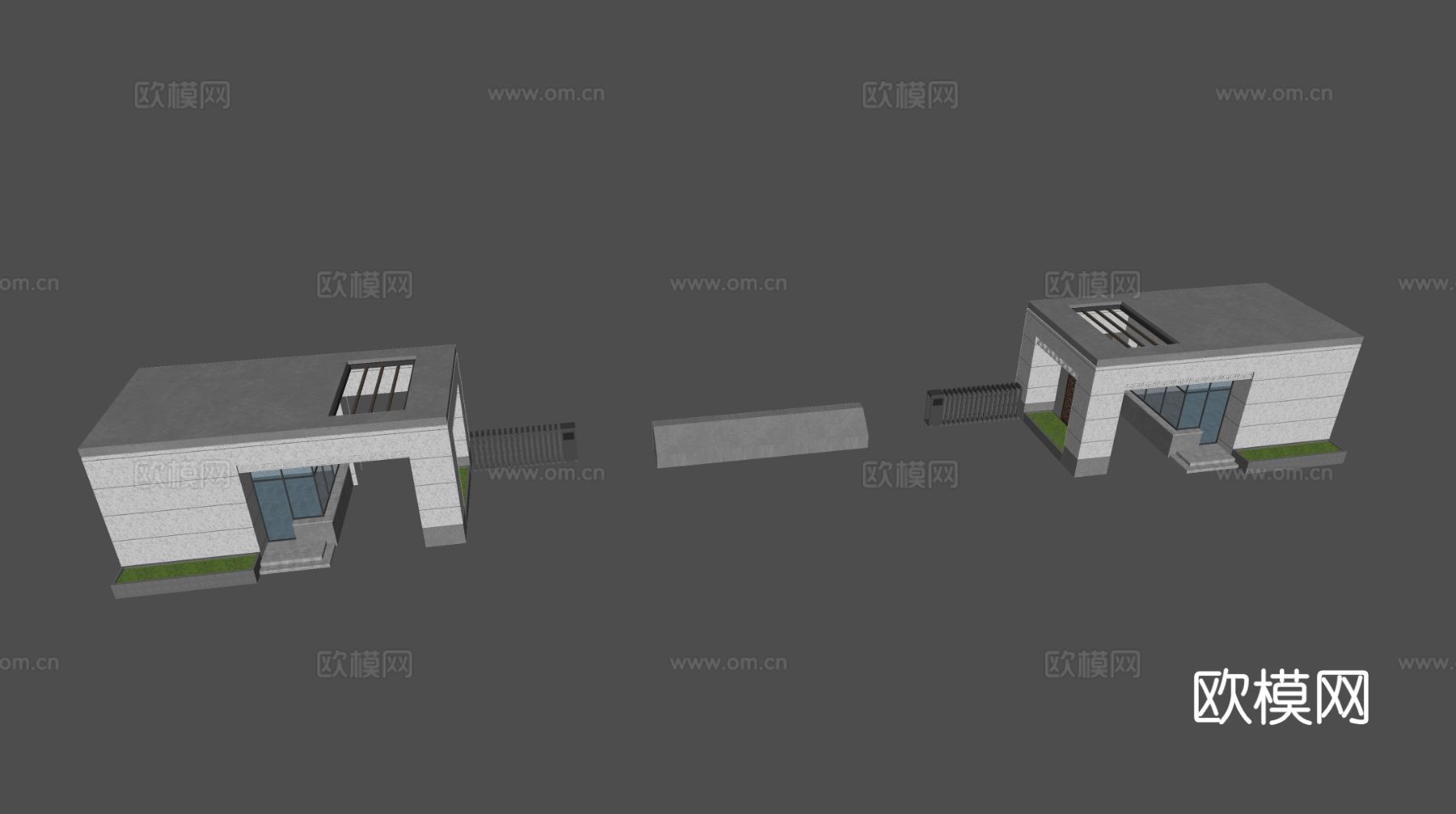 现代小区大门 门卫 保安亭su模型