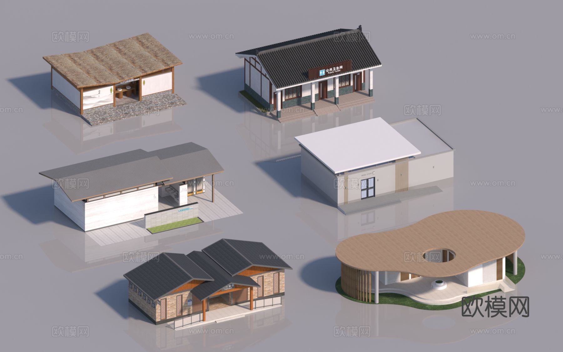 现代公厕 室外公共卫生间3d模型下载